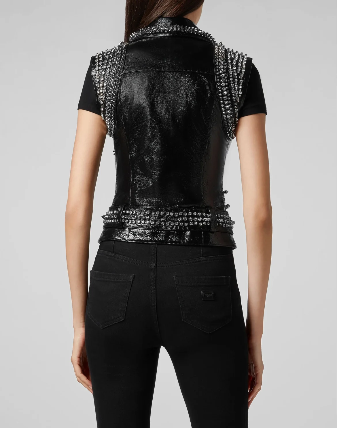 Leather Vest Short Studs, цвет: Черный