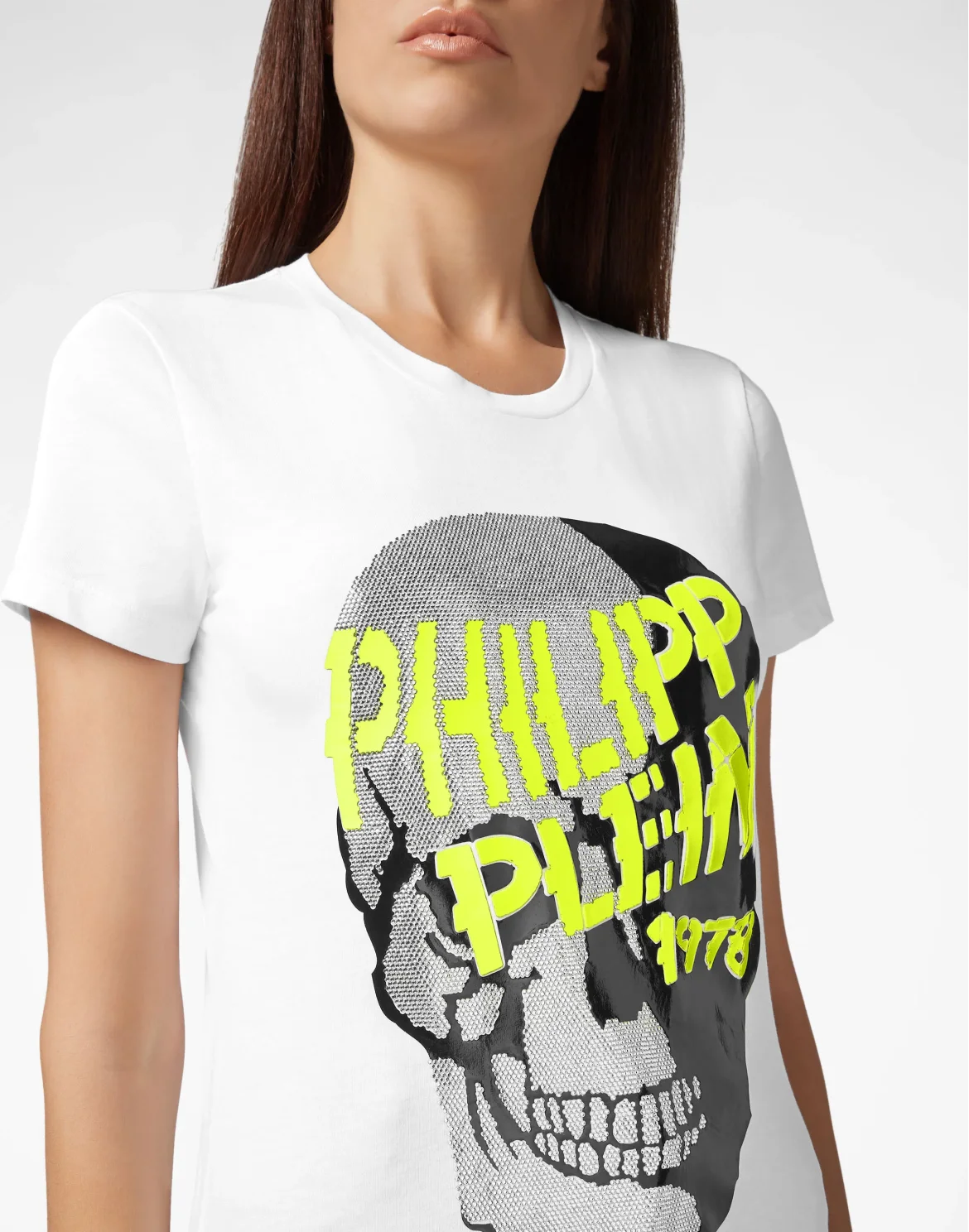 T-shirt Round Neck SS Skull strass, цвет: Белый