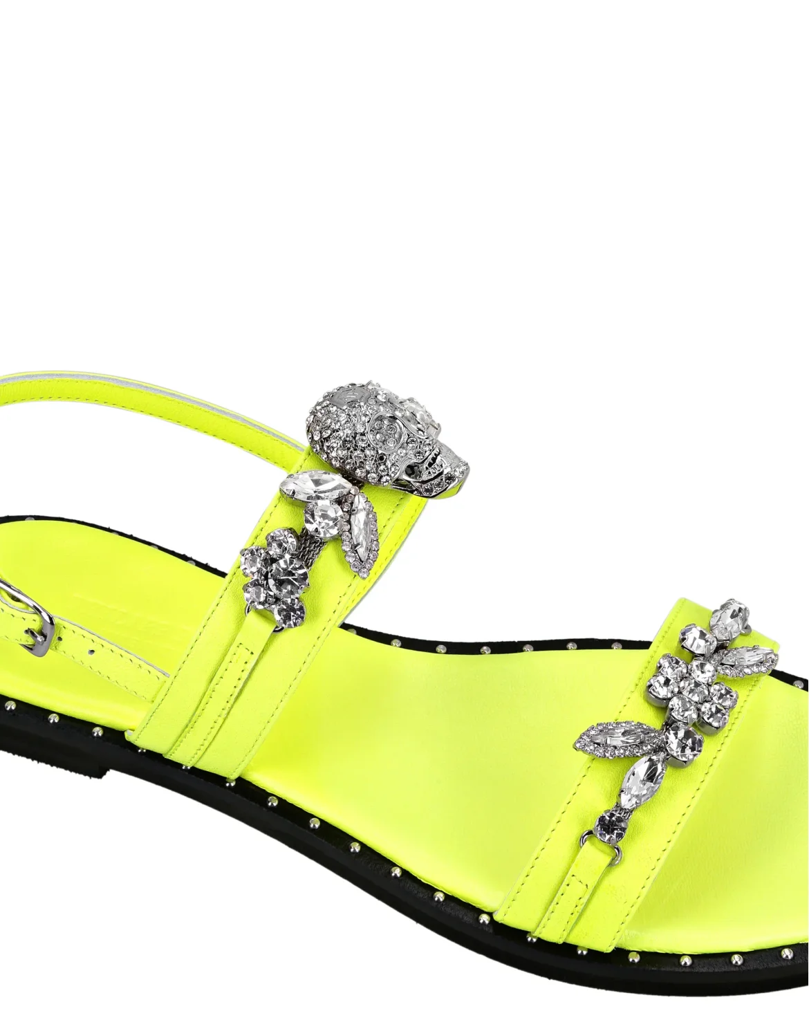 Leather Sandals Flat Crystal, цвет: Желтый