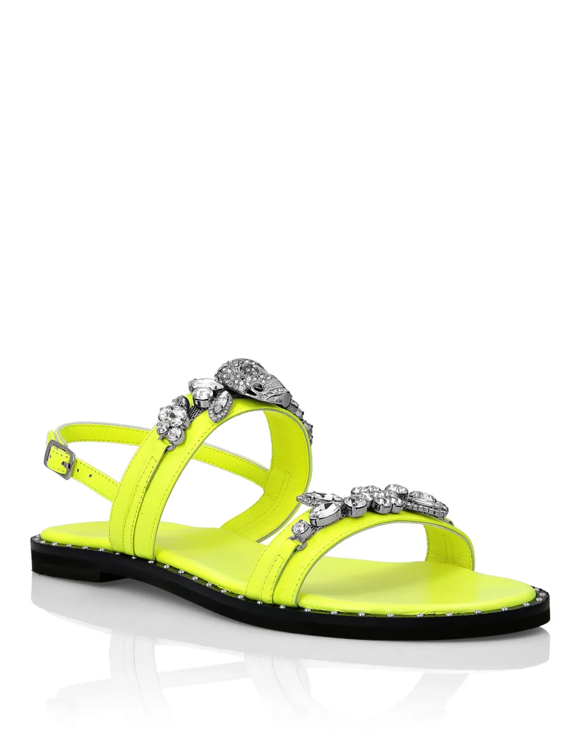 Leather Sandals Flat Crystal, цвет: Желтый