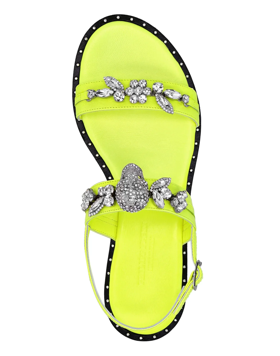 Leather Sandals Flat Crystal, цвет: Желтый