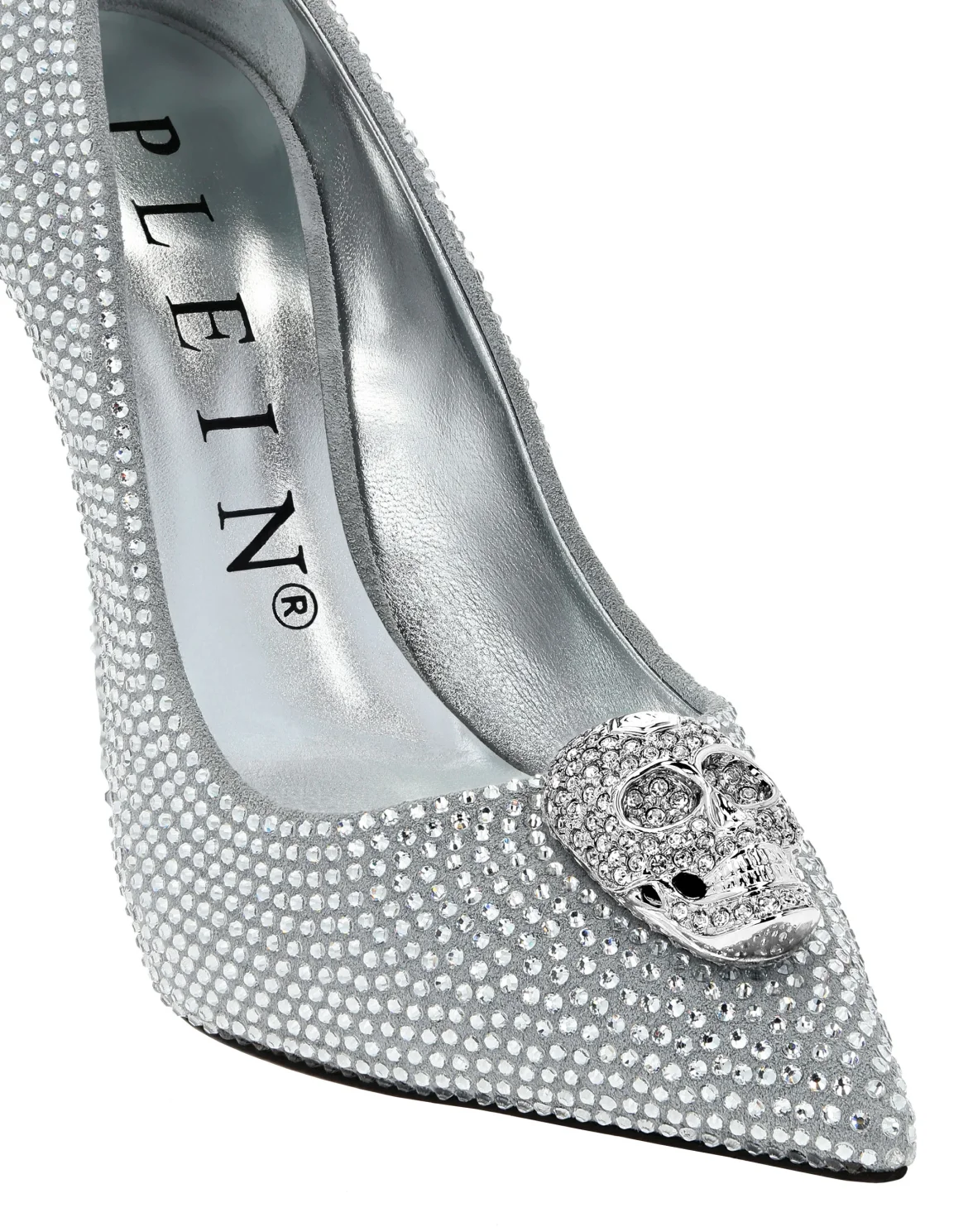 Suede  Decollete Hi-Heels Skull crystal, цвет: Белый