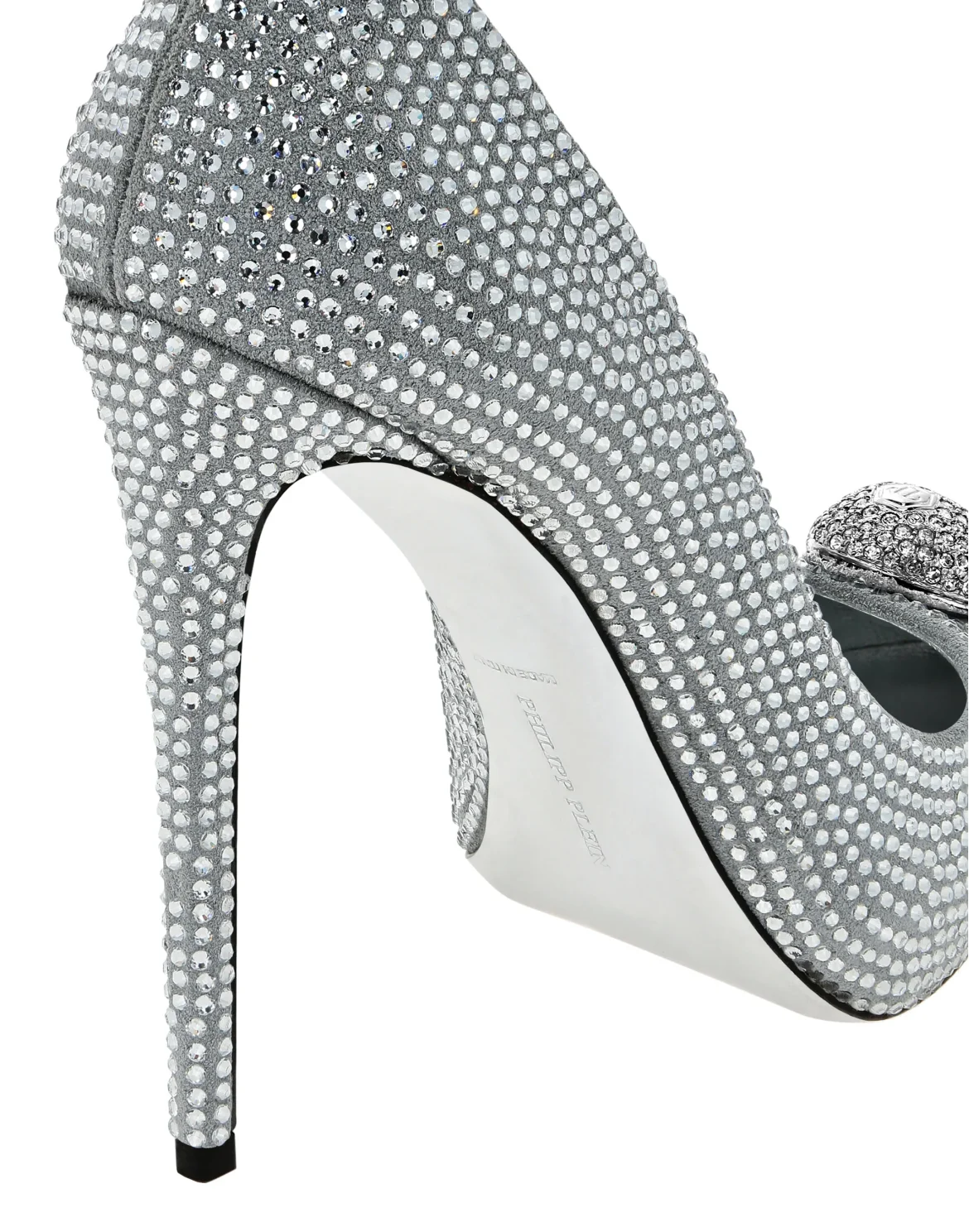 Suede  Decollete Hi-Heels Skull crystal, цвет: Белый