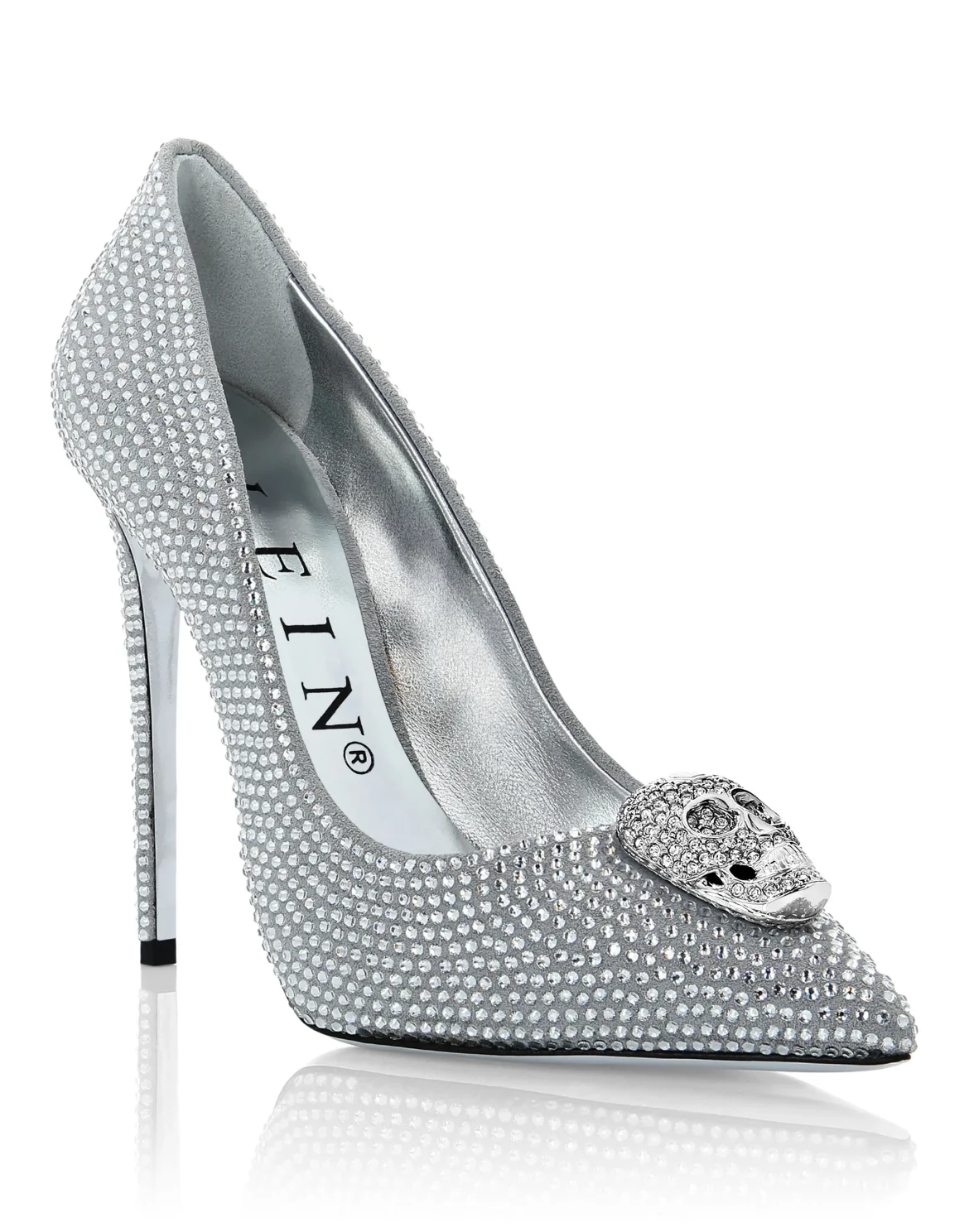 Suede  Decollete Hi-Heels Skull crystal, цвет: Белый