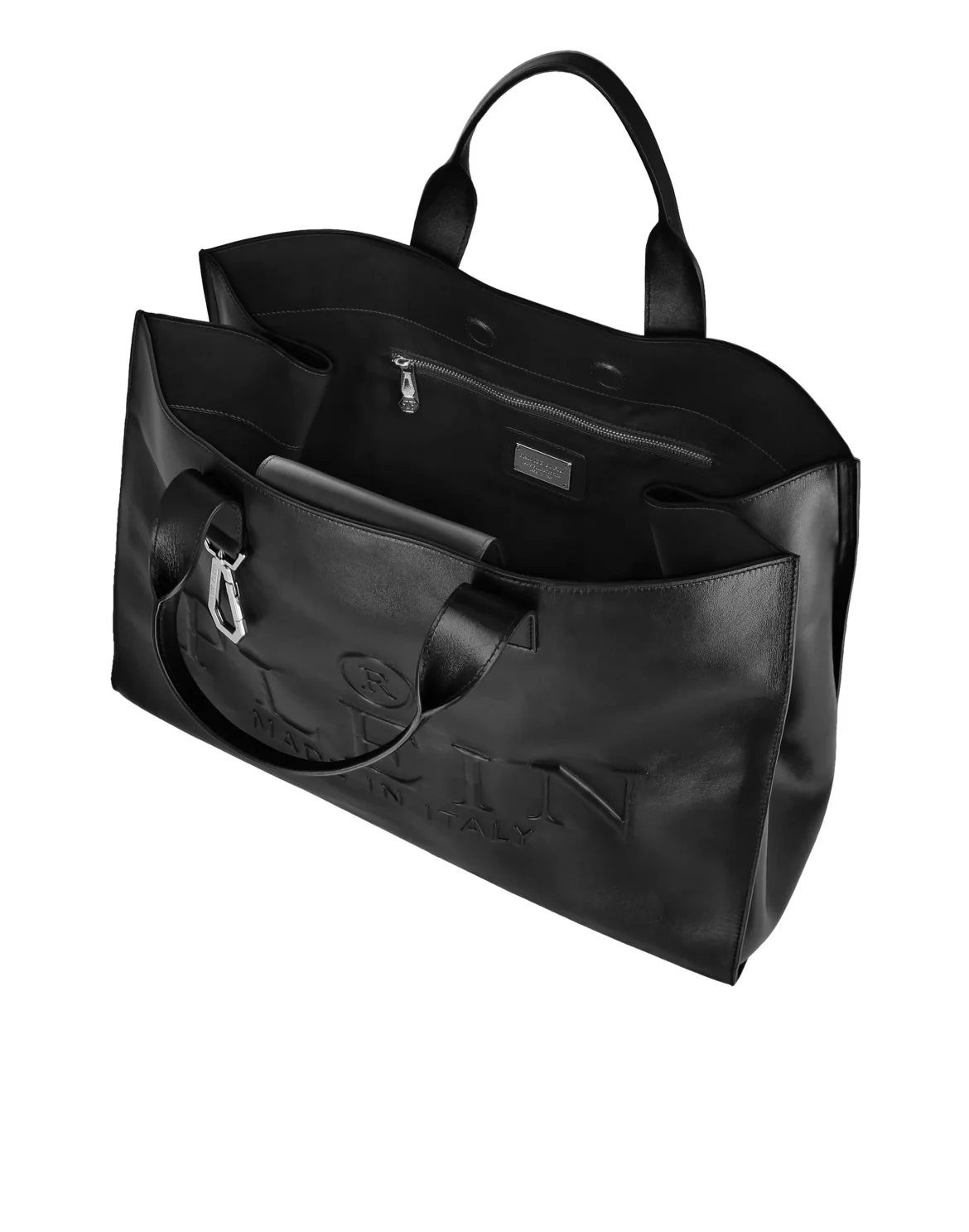 Big Leather Tote Bag Iconic Plein, цвет: Черный