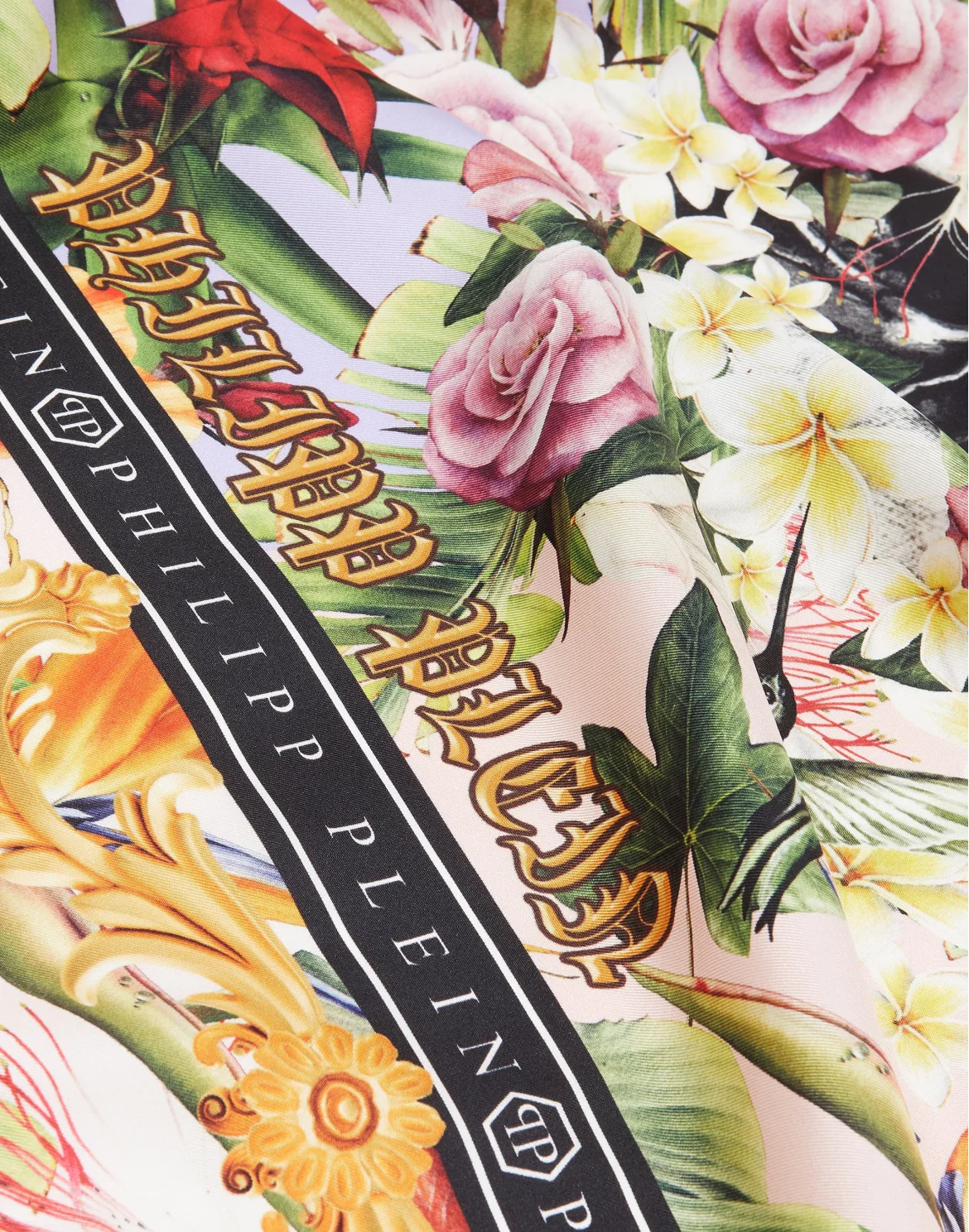 Twill Silk Foulard 90x90 Skull and roses, цвет: Мультиколор