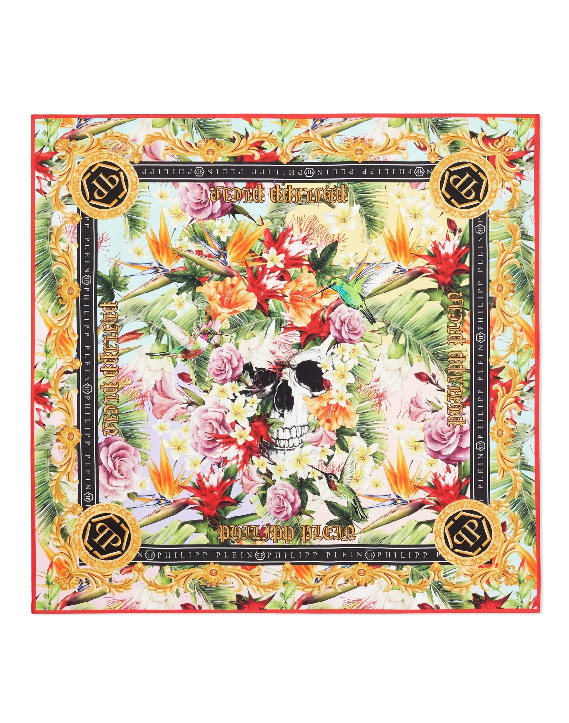 Twill Silk Foulard 90x90 Skull and roses, цвет: Мультиколор