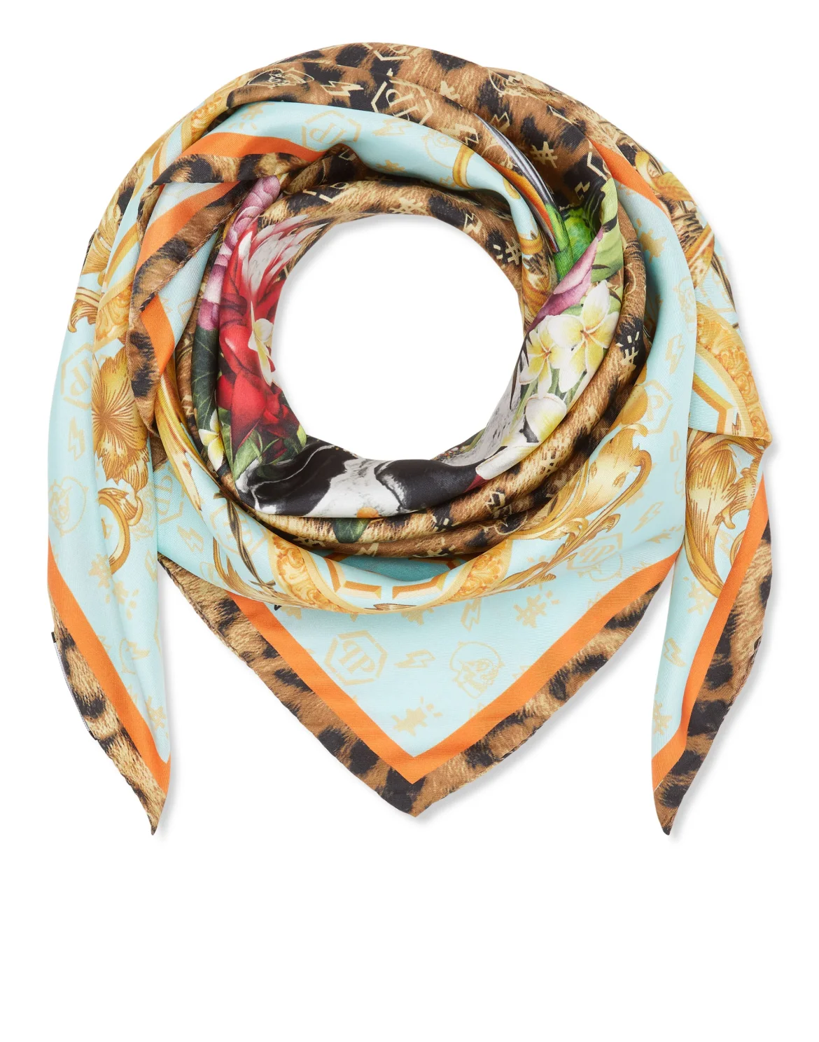 Twill Silk Foulard 90x90 Skull and roses, цвет: Леопард