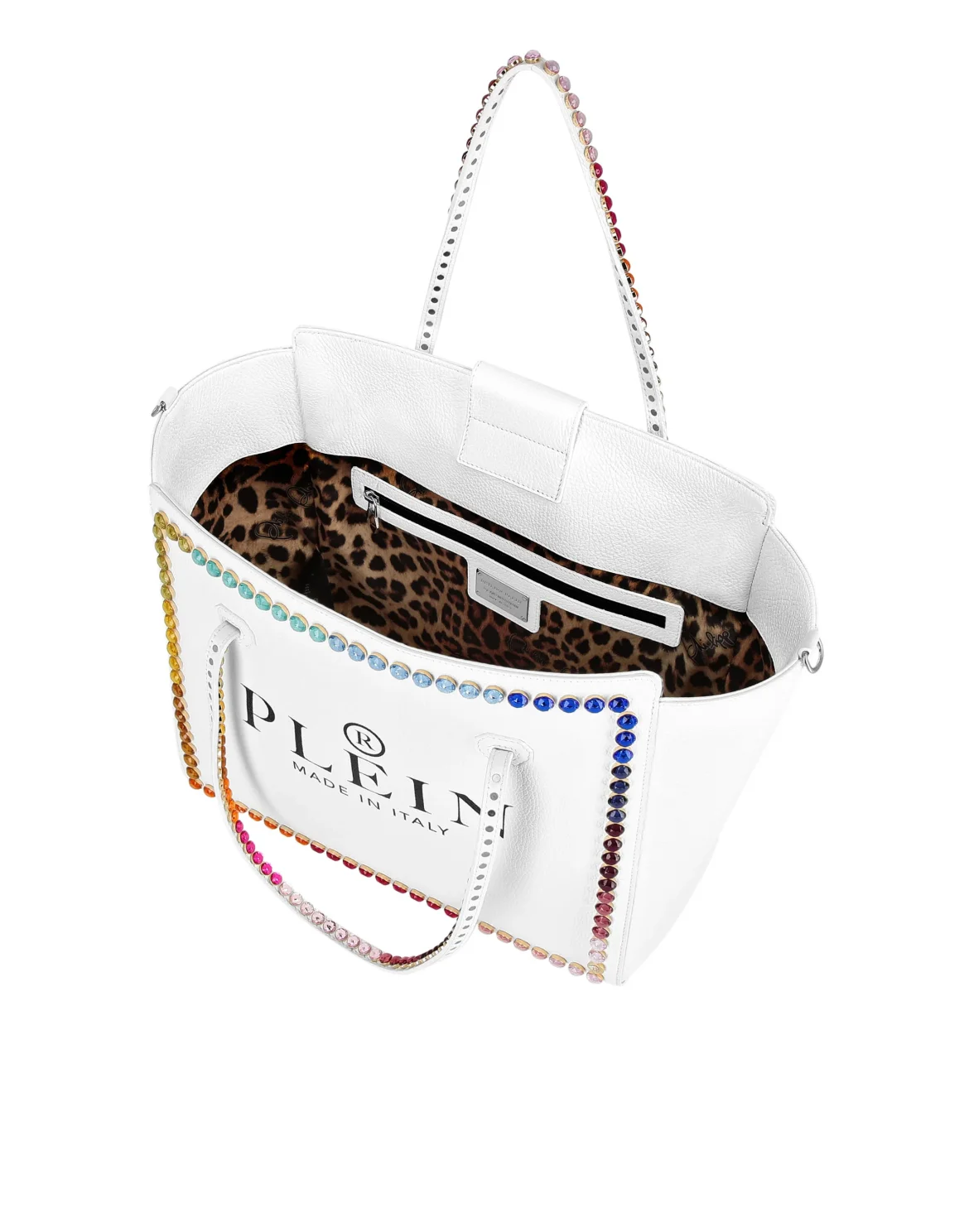 Leather Big Shoulder Bag Iconic Plein, цвет: Белый