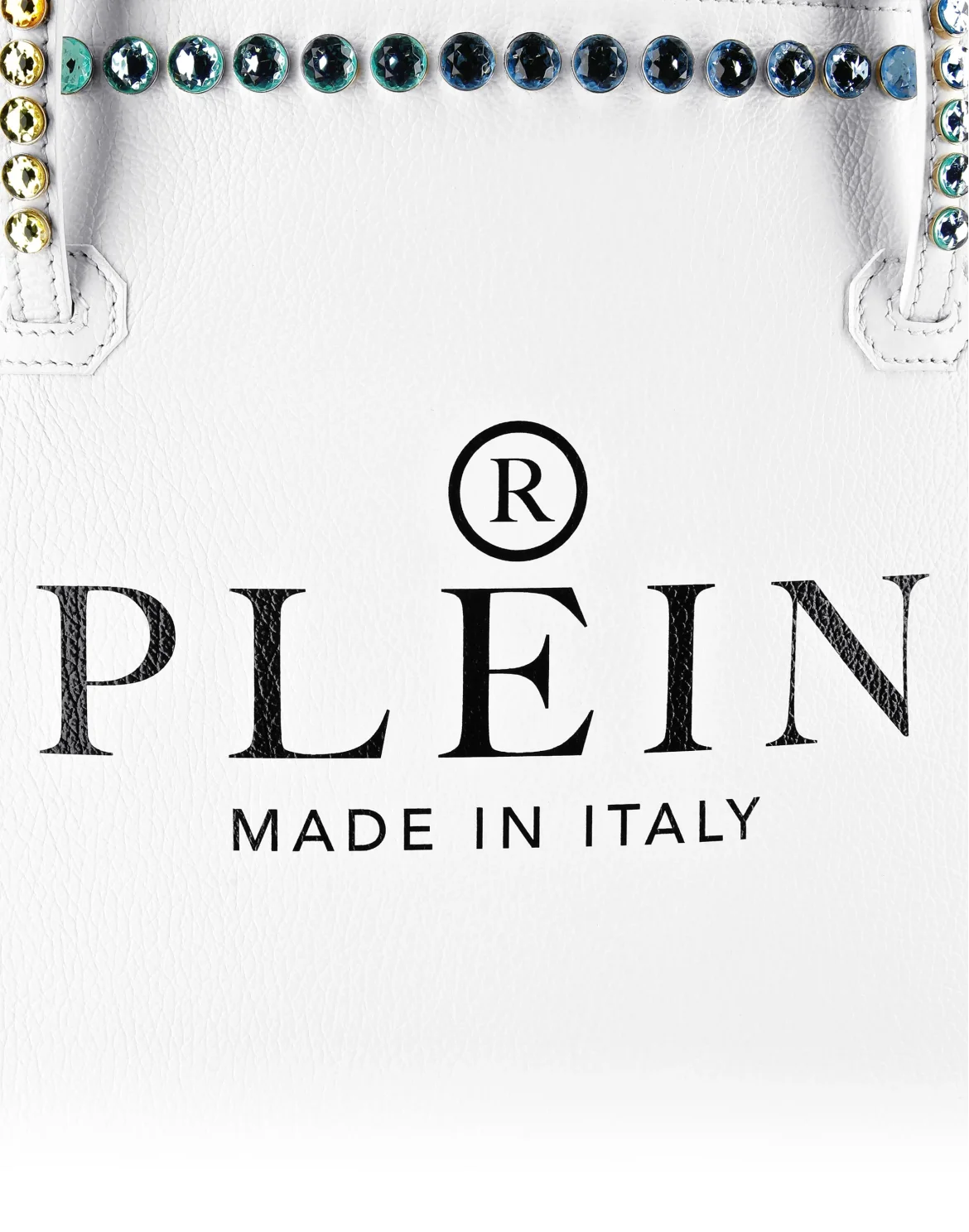 Leather Big Shoulder Bag Iconic Plein, цвет: Белый