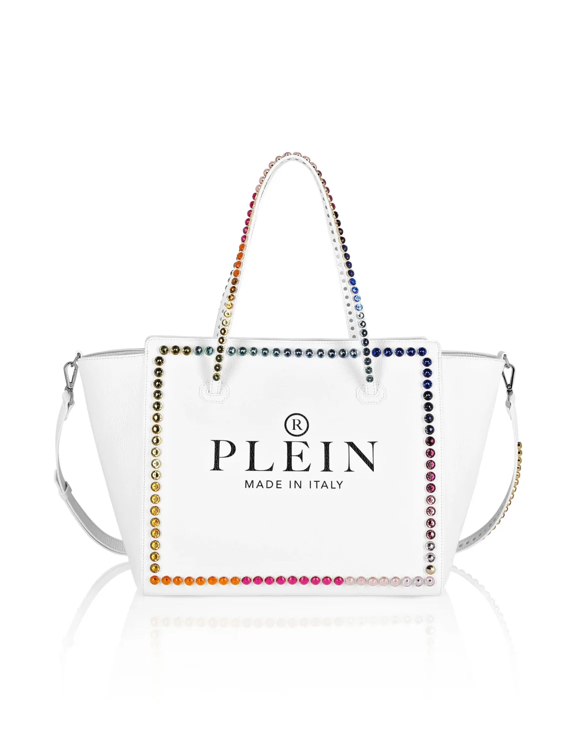 Leather Big Shoulder Bag Iconic Plein, цвет: Белый