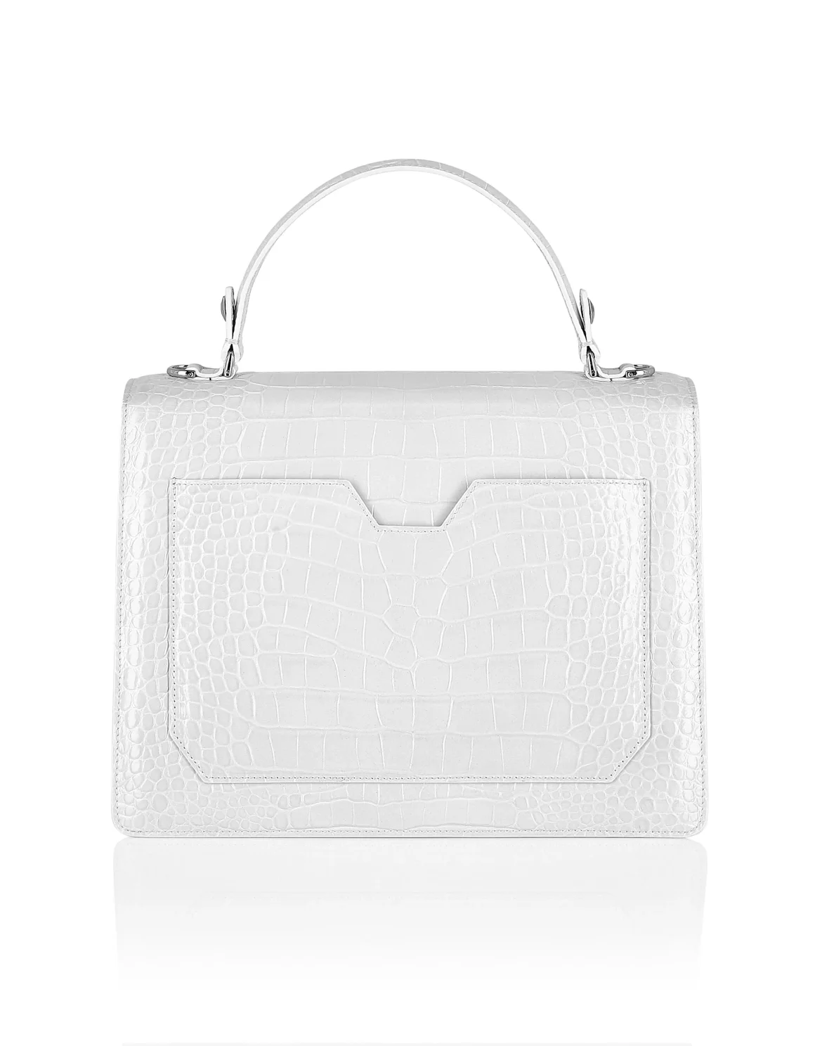 Large Handle Bag Superheroine Croco Print, цвет: Белый