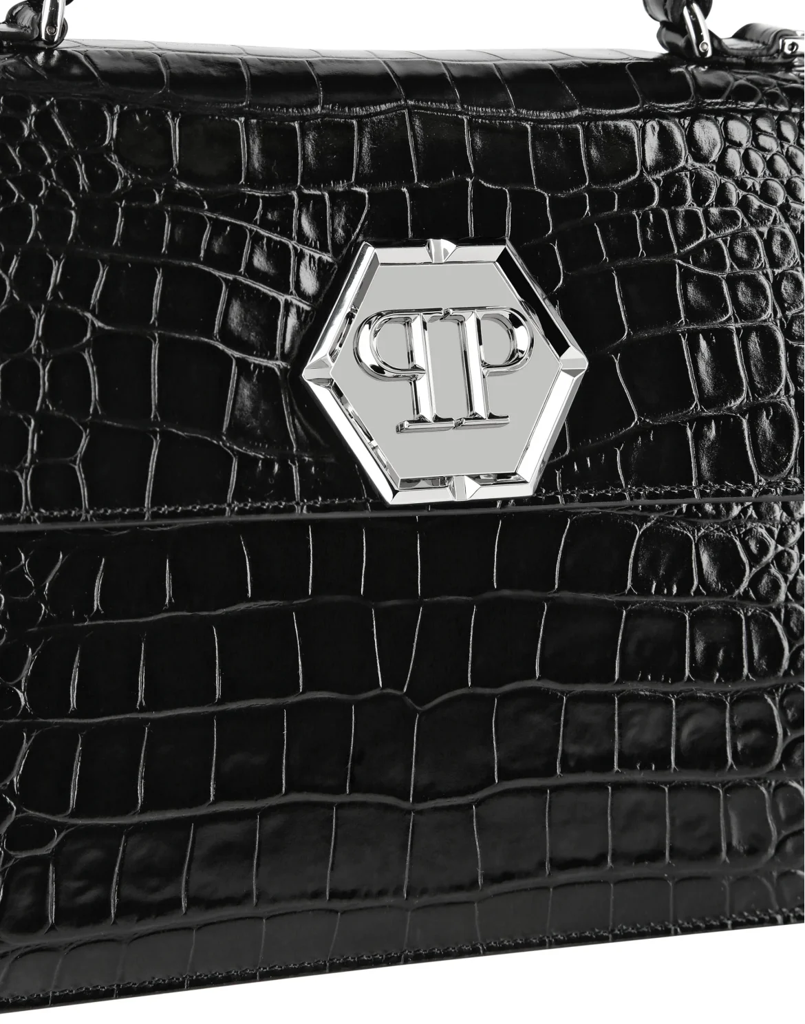 Medium Handle Bag Superheroine Croco Print, цвет: Черный