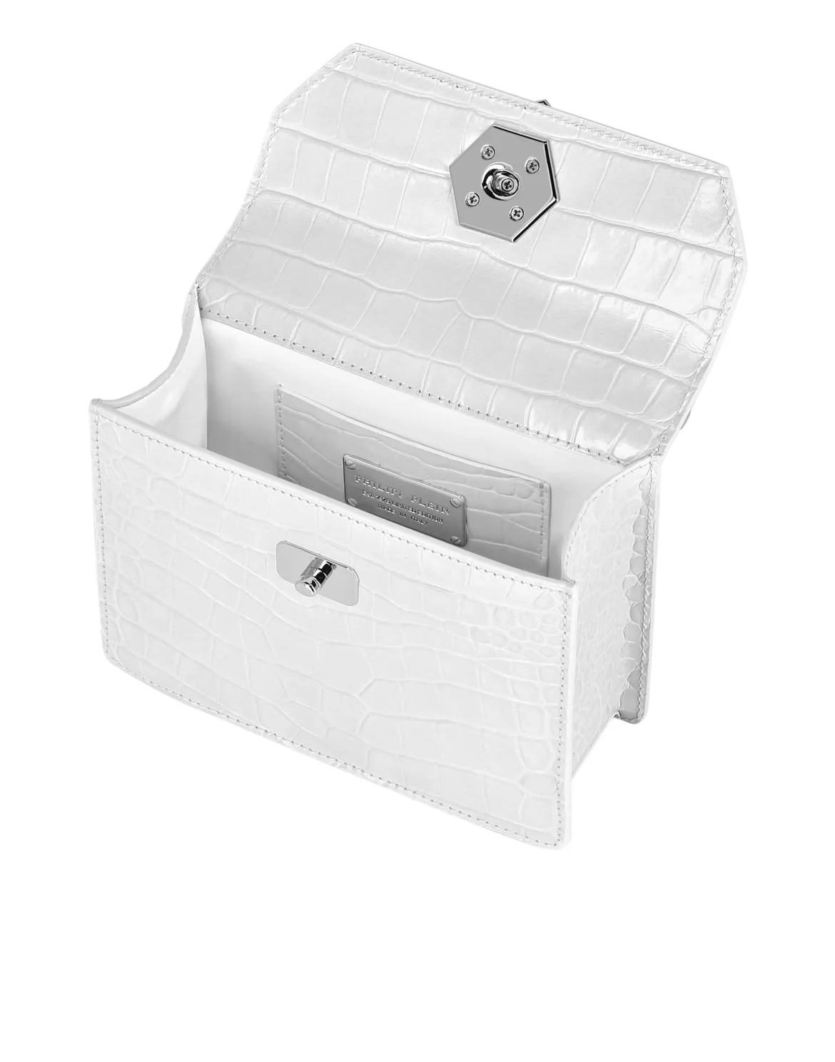 Small Handle Bag Superheroine Croco Print, цвет: Белый