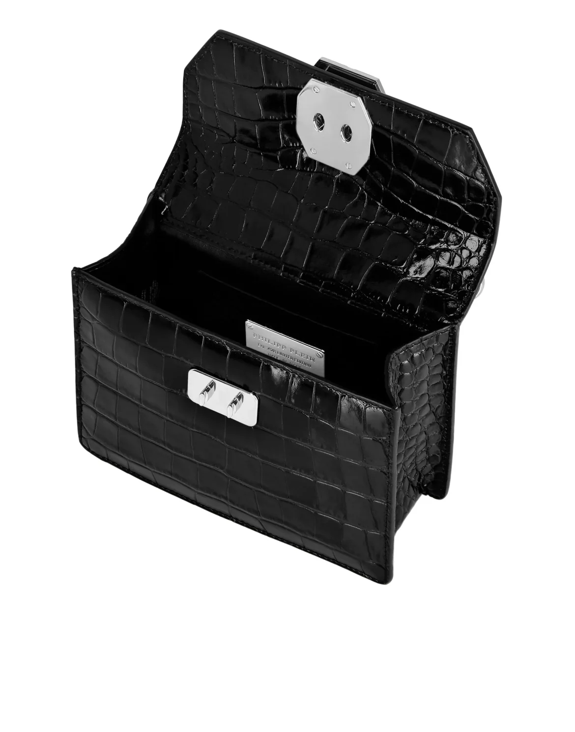 Small Handle Bag Superheroine Croco Print, цвет: Черный