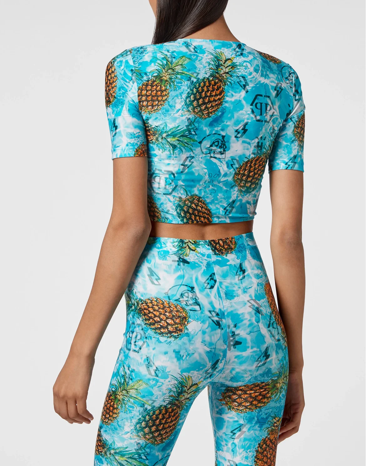 T-shirt Round Neck SS Crop Pineapple Skies, цвет: Мультиколор