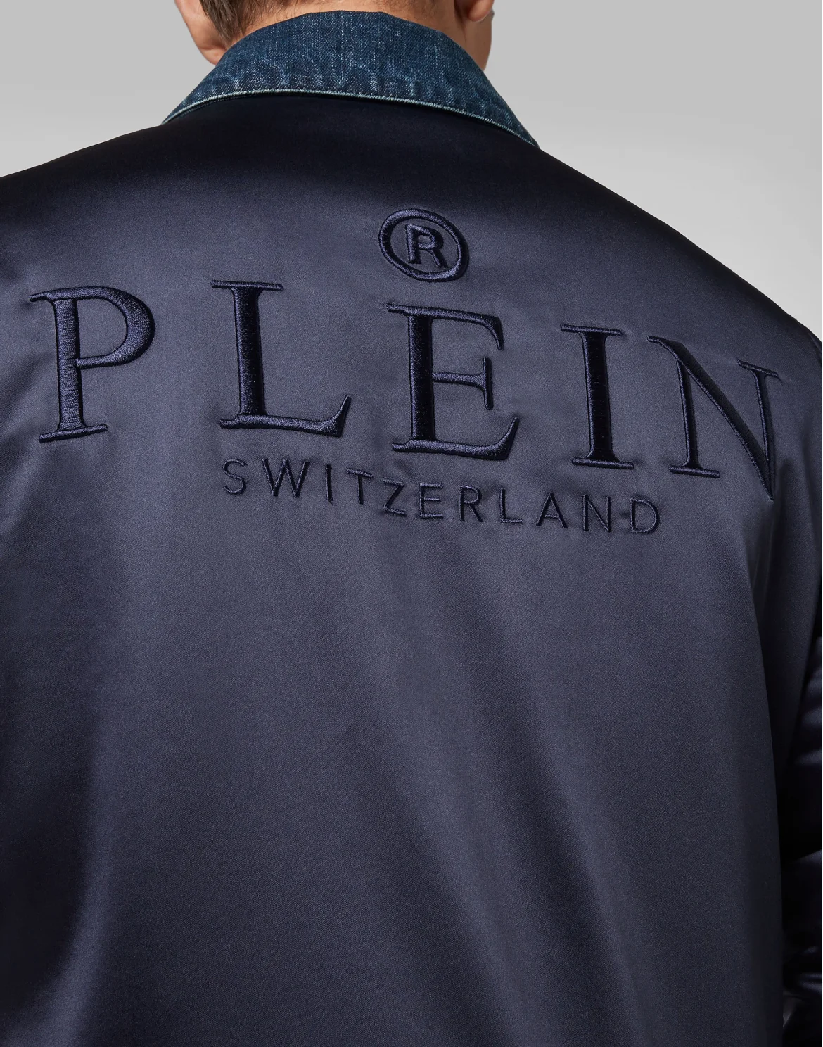 Denim Bomber Jacket Nylon Insert Bleached, цвет: Синий
