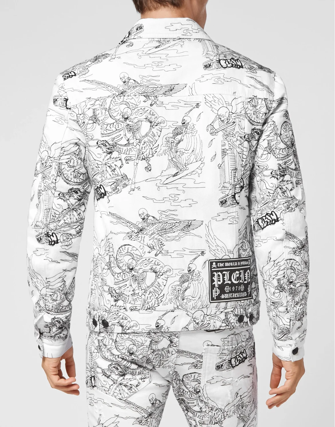 Denim Jacket Skeleton tattoo, цвет: Белый