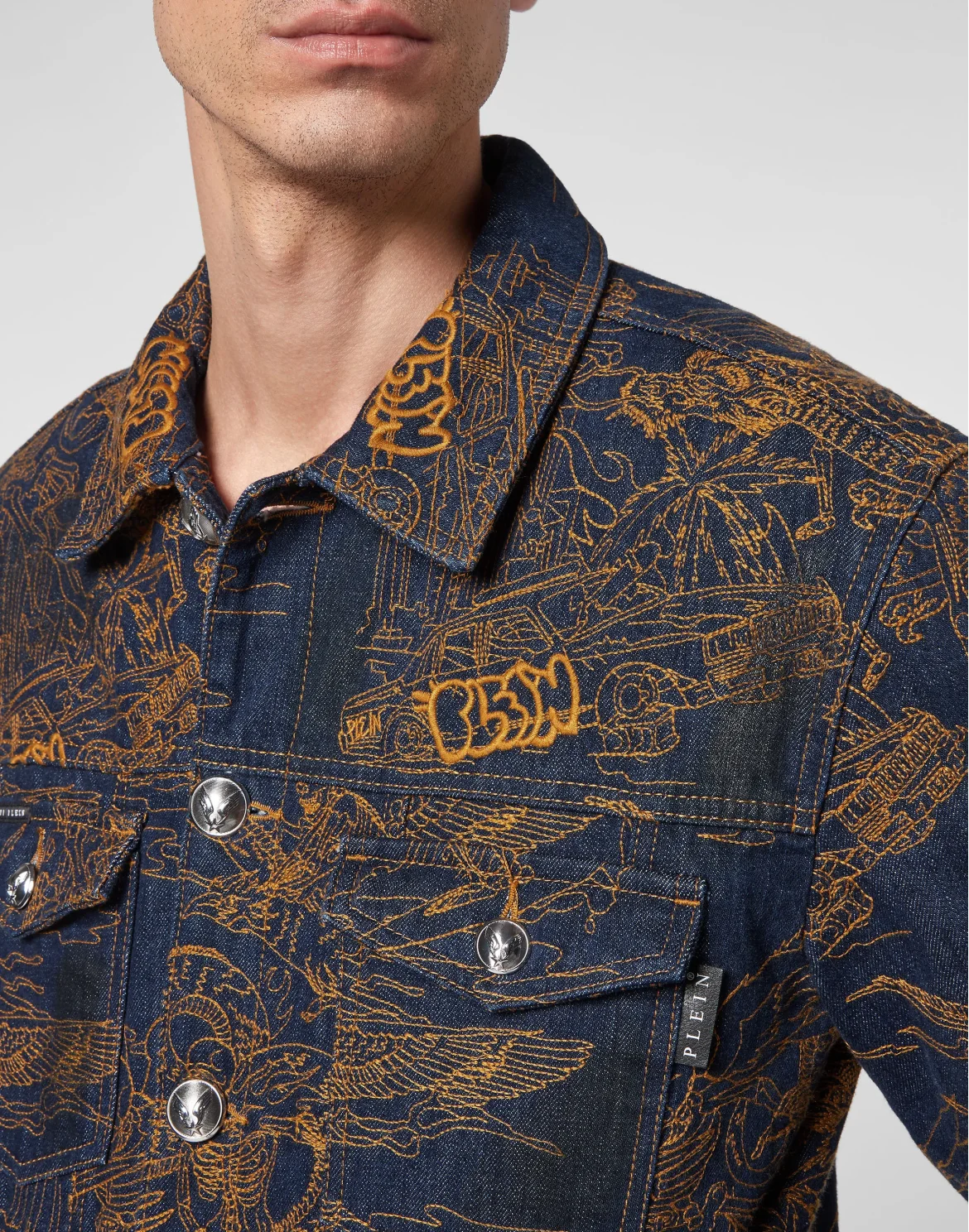 Denim Jacket Skeleton tattoo, цвет: Синий