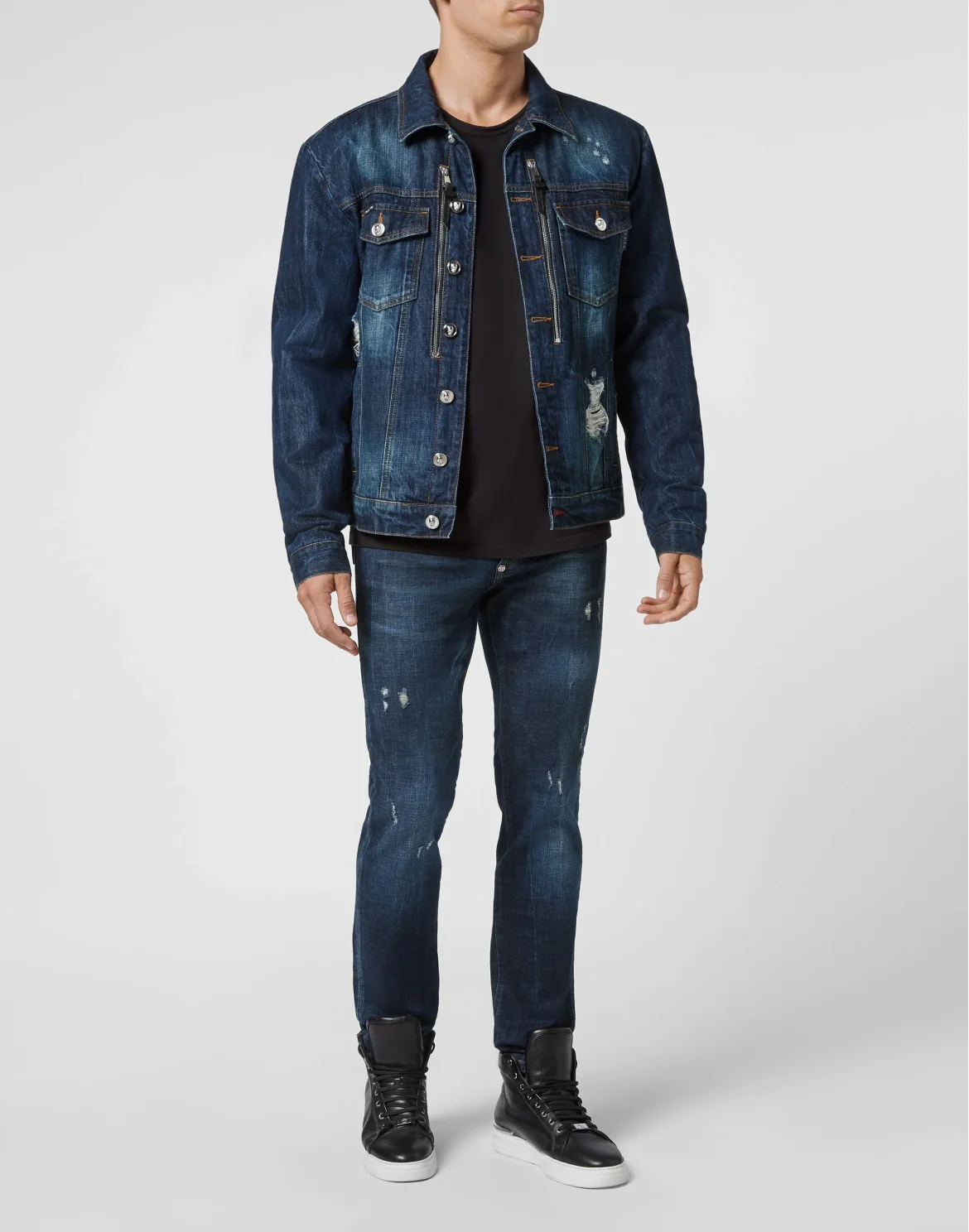 Denim Jacket Skull with Crystals, цвет: Синий