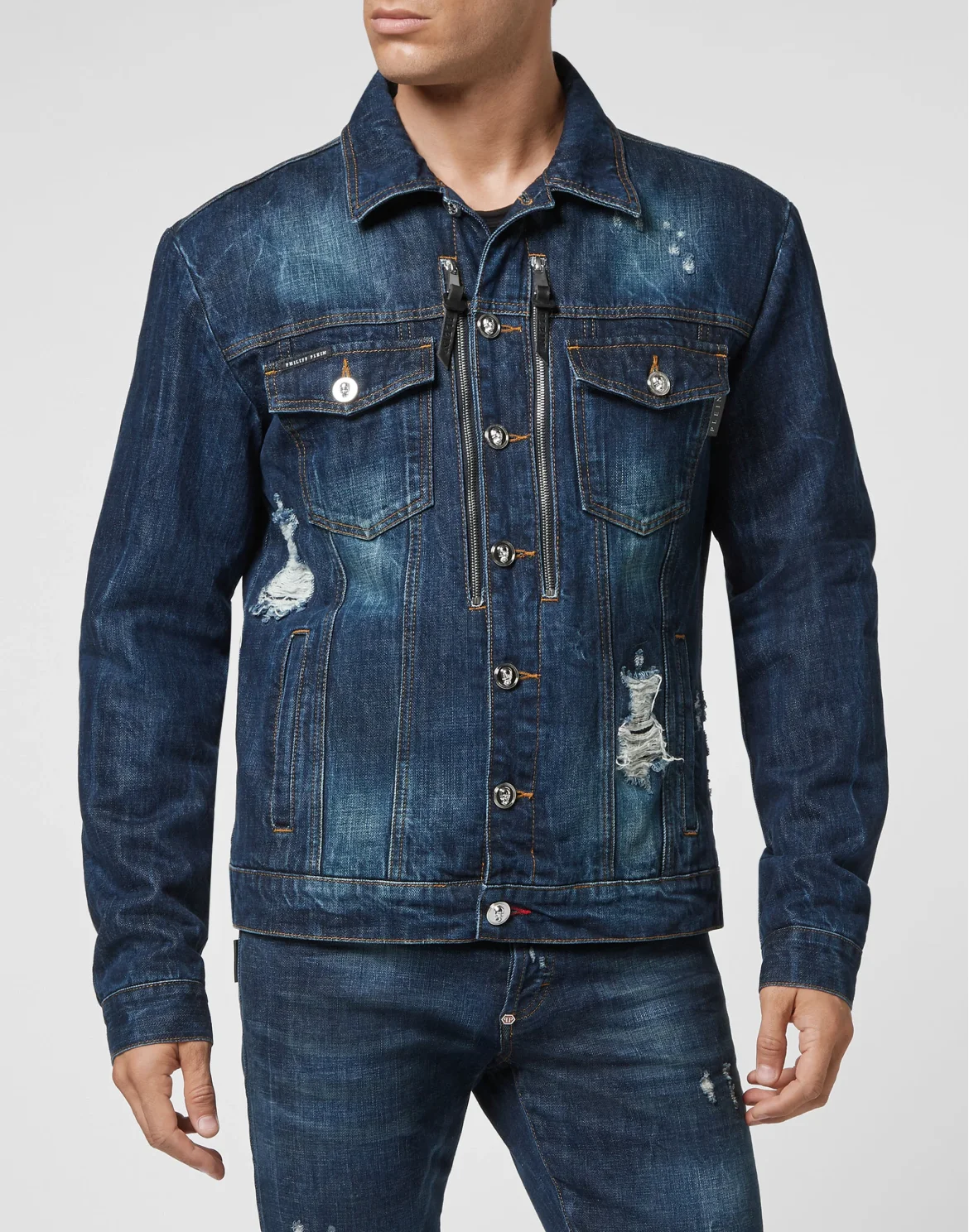 Denim Jacket Skull with Crystals, цвет: Синий