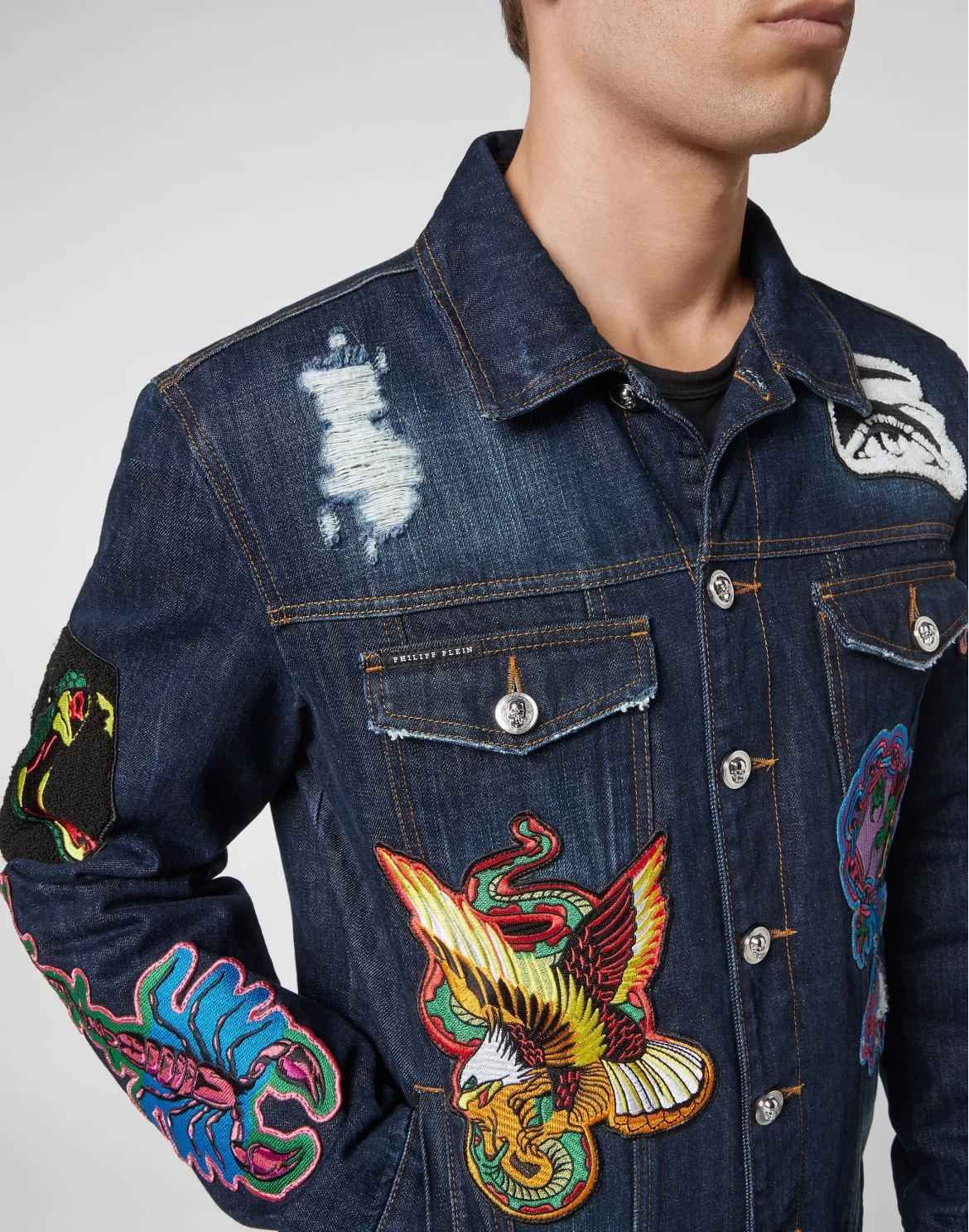 Denim Jacket Tattoo Patches, цвет: Синий