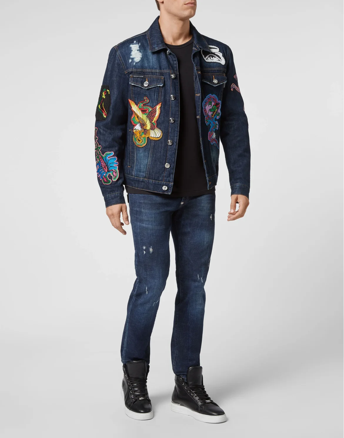 Denim Jacket Tattoo Patches, цвет: Синий