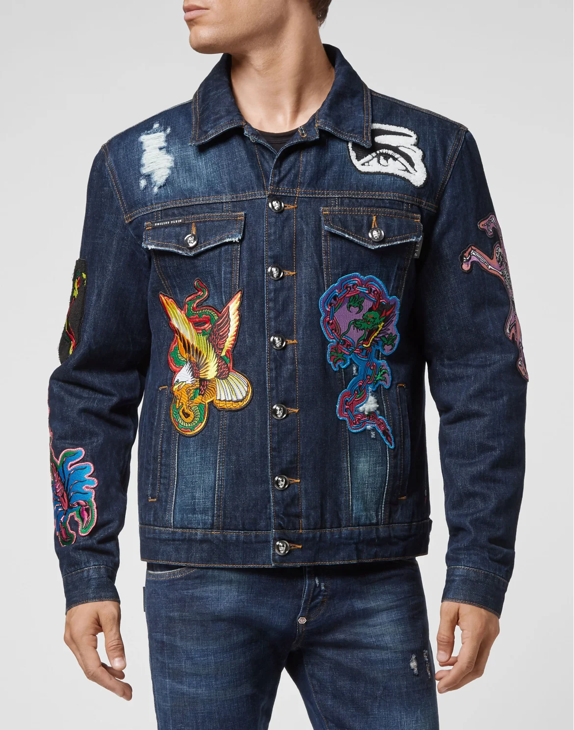 Denim Jacket Tattoo Patches, цвет: Синий