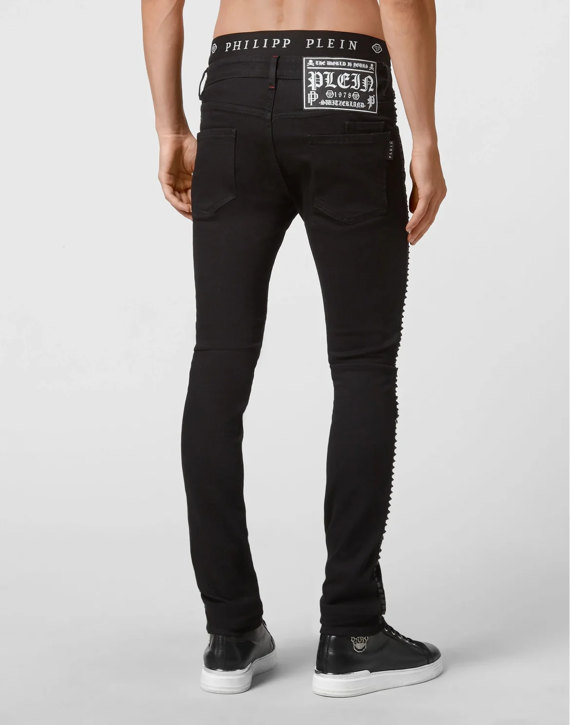 Denim Trousers Super Straight Cut Gothic Plein, цвет: Черный
