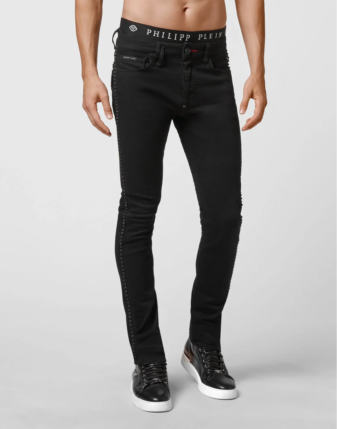 Denim Trousers Super Straight Cut Gothic Plein, цвет: Черный