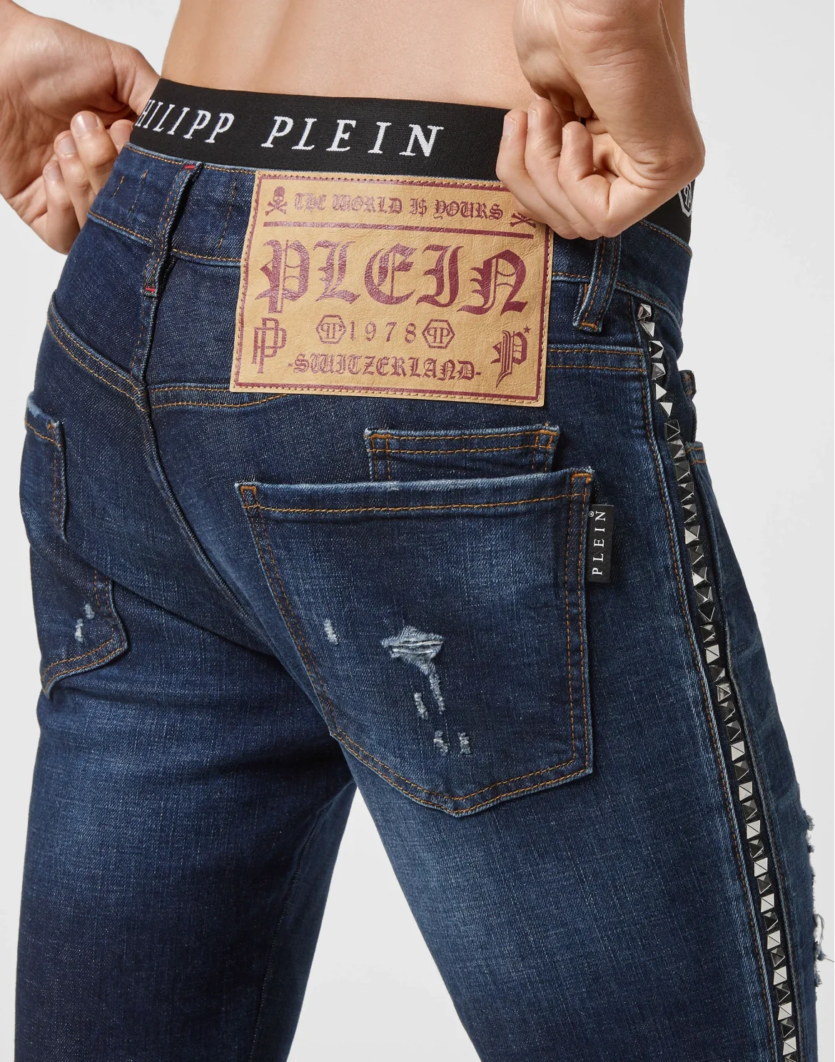 Denim Trousers Super Straight Cut Destroyed Destroyed, цвет: Синий