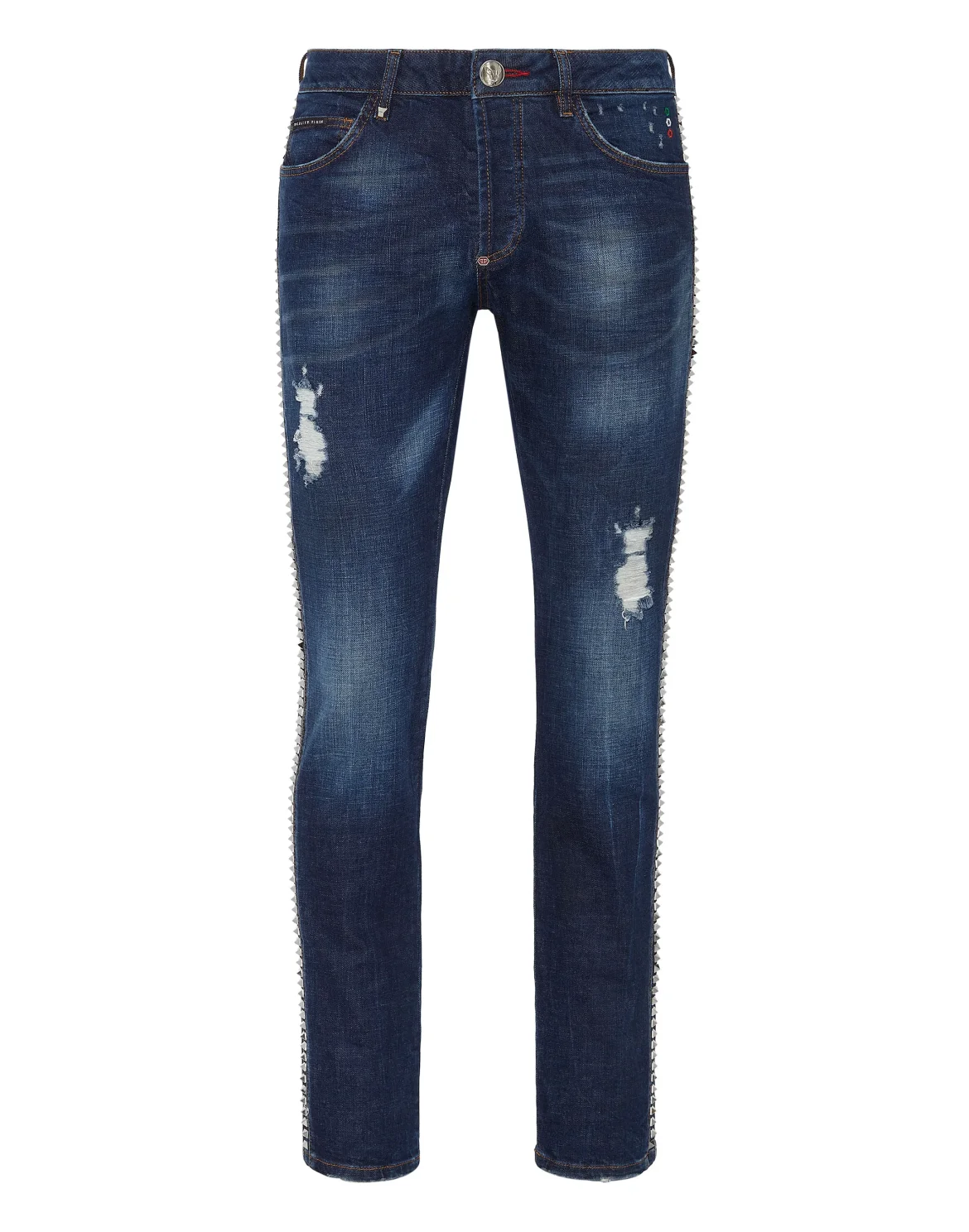Denim Trousers Super Straight Cut Destroyed Destroyed, цвет: Синий