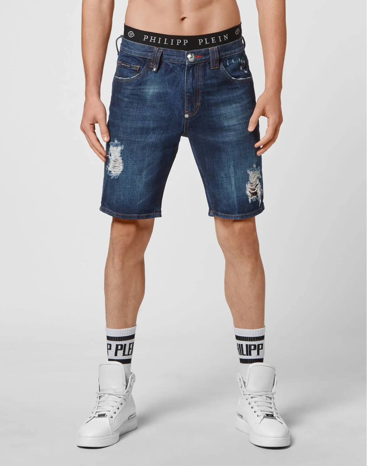 Denim Capri Shorts, цвет: Синий