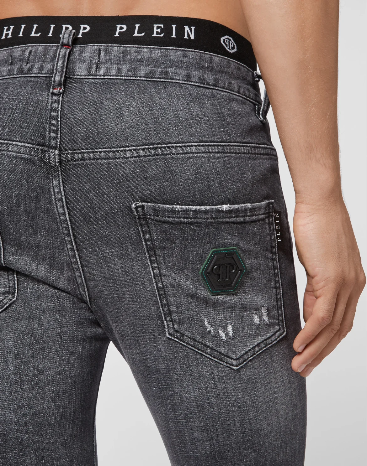 Denim Trousers Skinny Destroyed, цвет: Серый