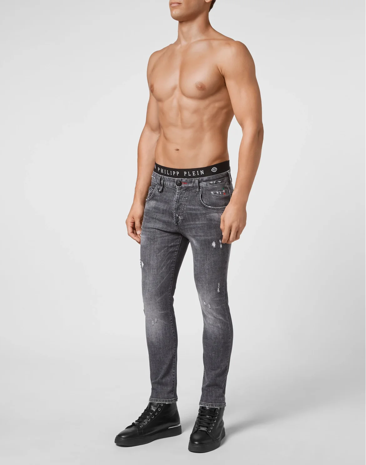 Denim Trousers Skinny Destroyed, цвет: Серый