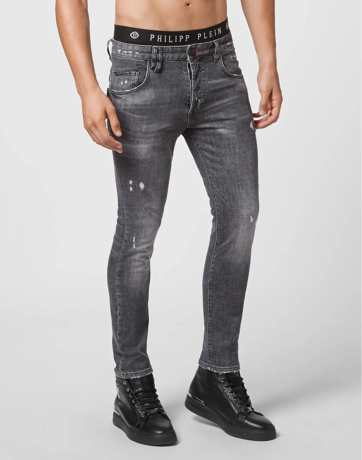 Denim Trousers Skinny Destroyed, цвет: Серый