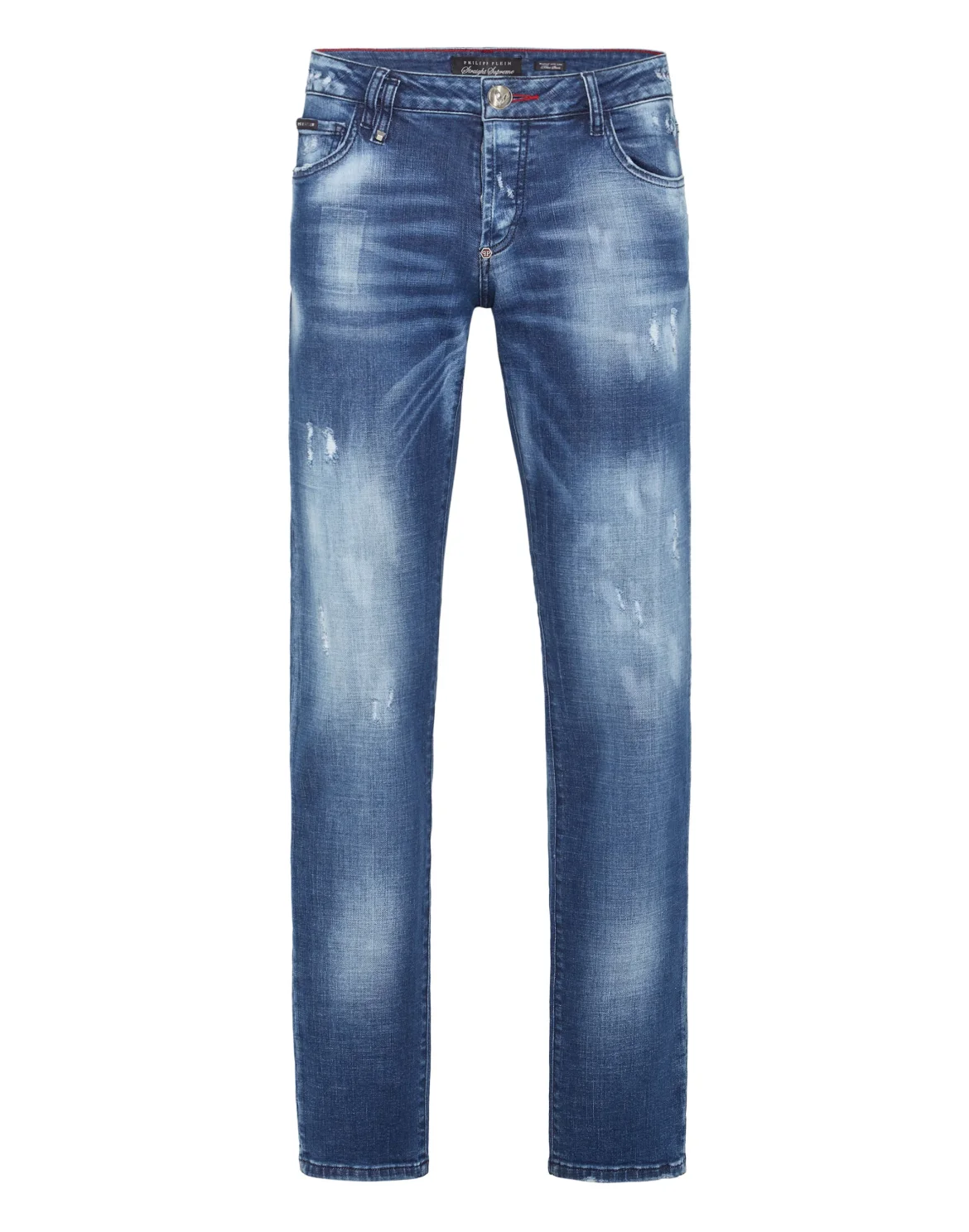 Denim Trousers Straight Cut Destroyed, цвет: Синий