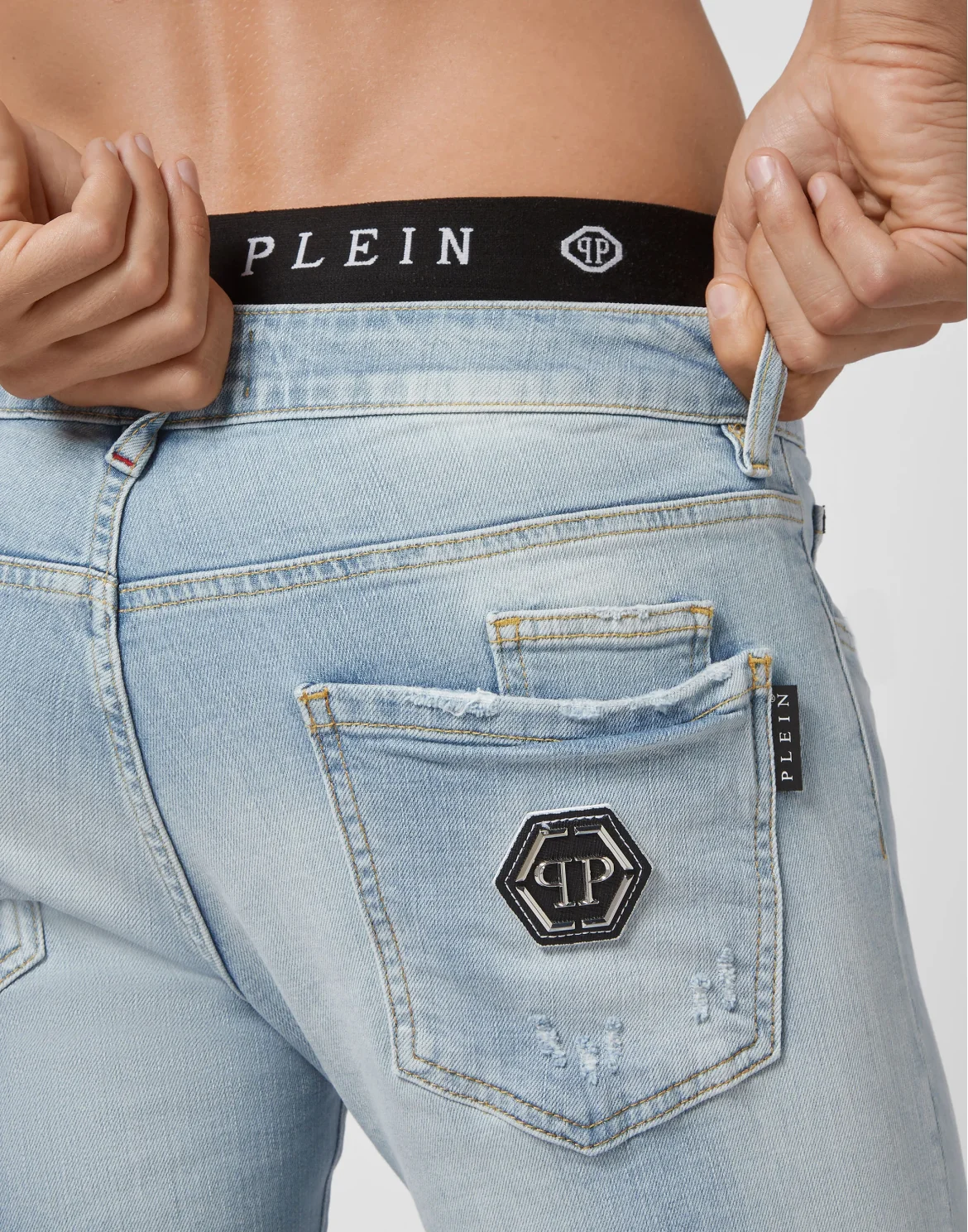 Denim Trousers Super Straight Cut Destroyed, цвет: Голубой