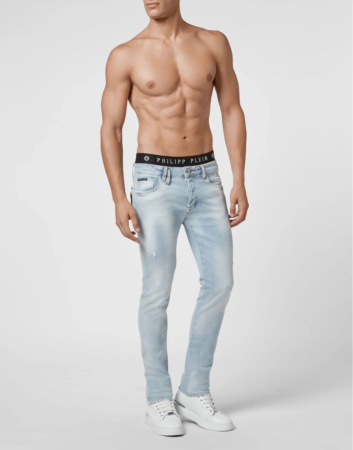 Denim Trousers Super Straight Cut Destroyed, цвет: Голубой