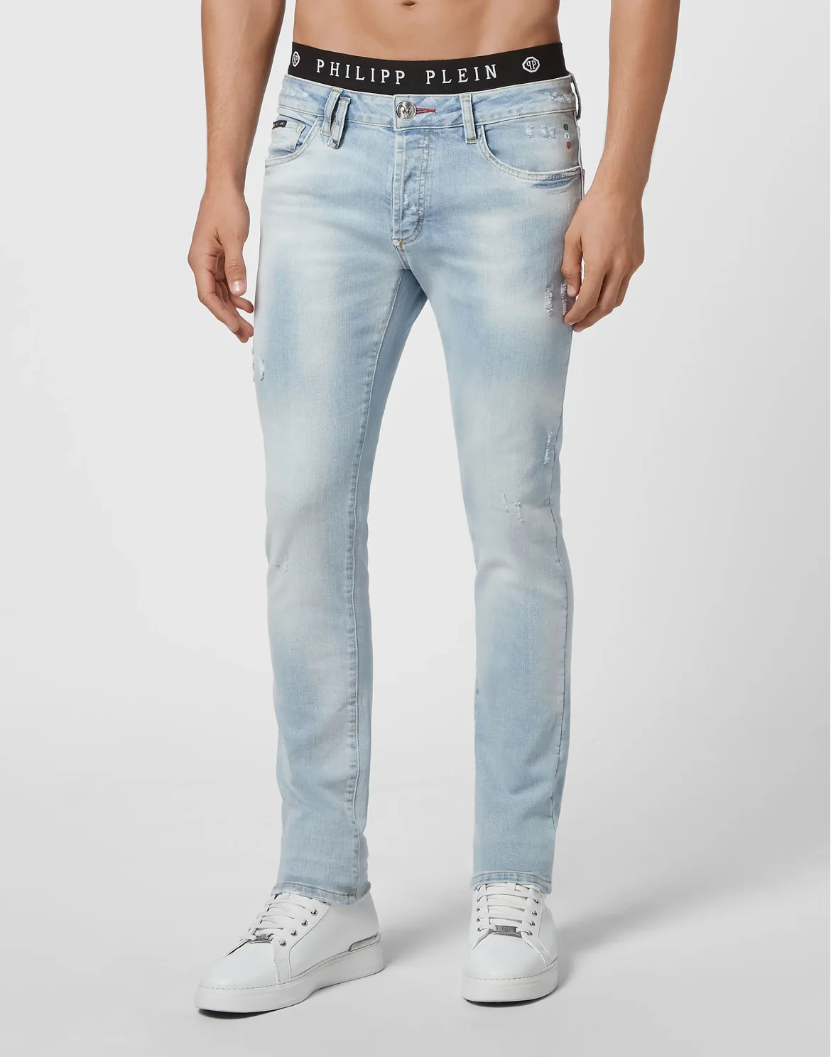 Denim Trousers Super Straight Cut Destroyed, цвет: Голубой