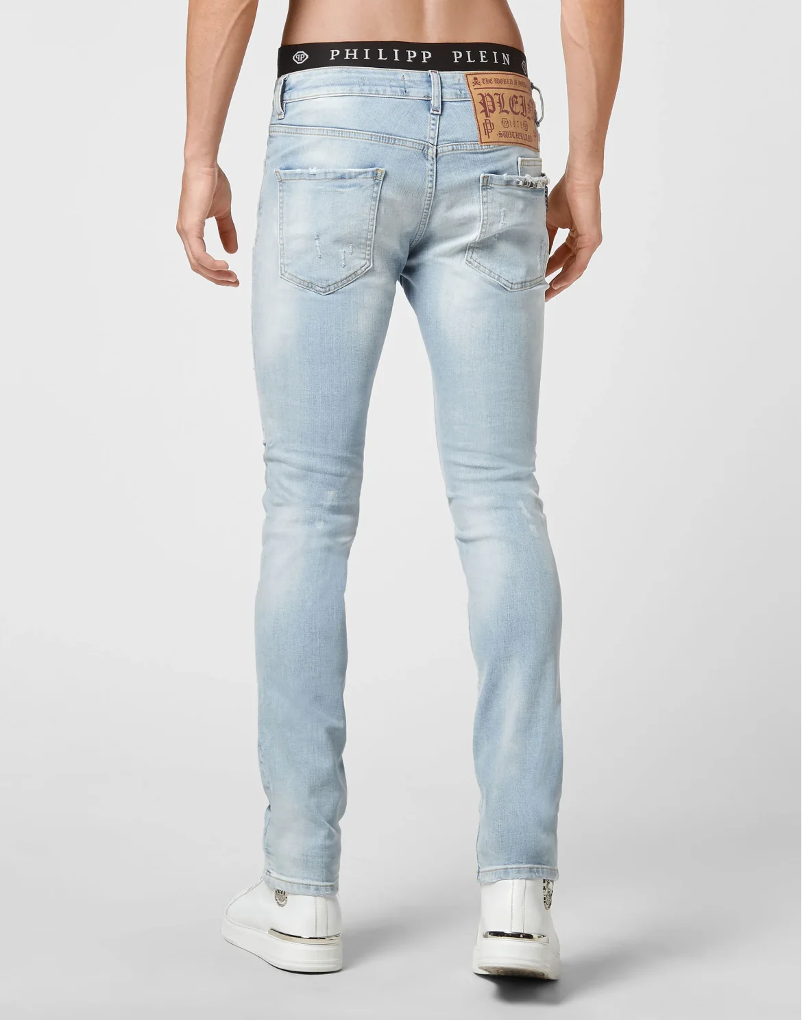 Denim Trousers Super Straight Cut Studs, цвет: Голубой