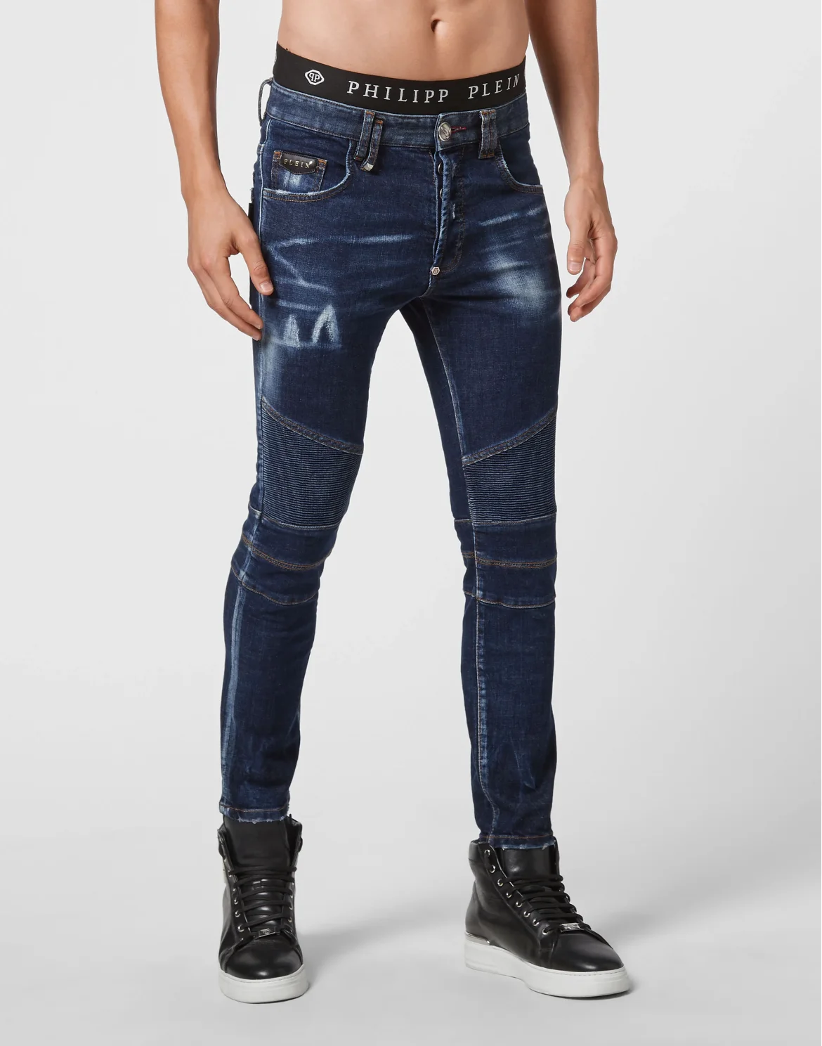 Denim Trousers Skinny Biker Fit, цвет: Синий