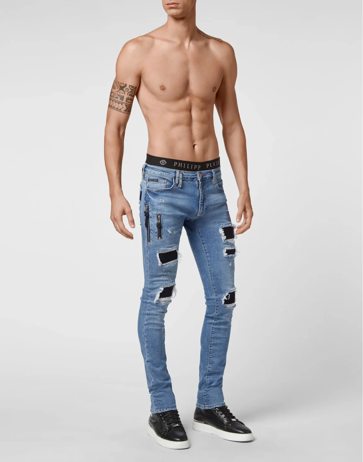 Denim Trousers Biker Destroyed, цвет: Синий