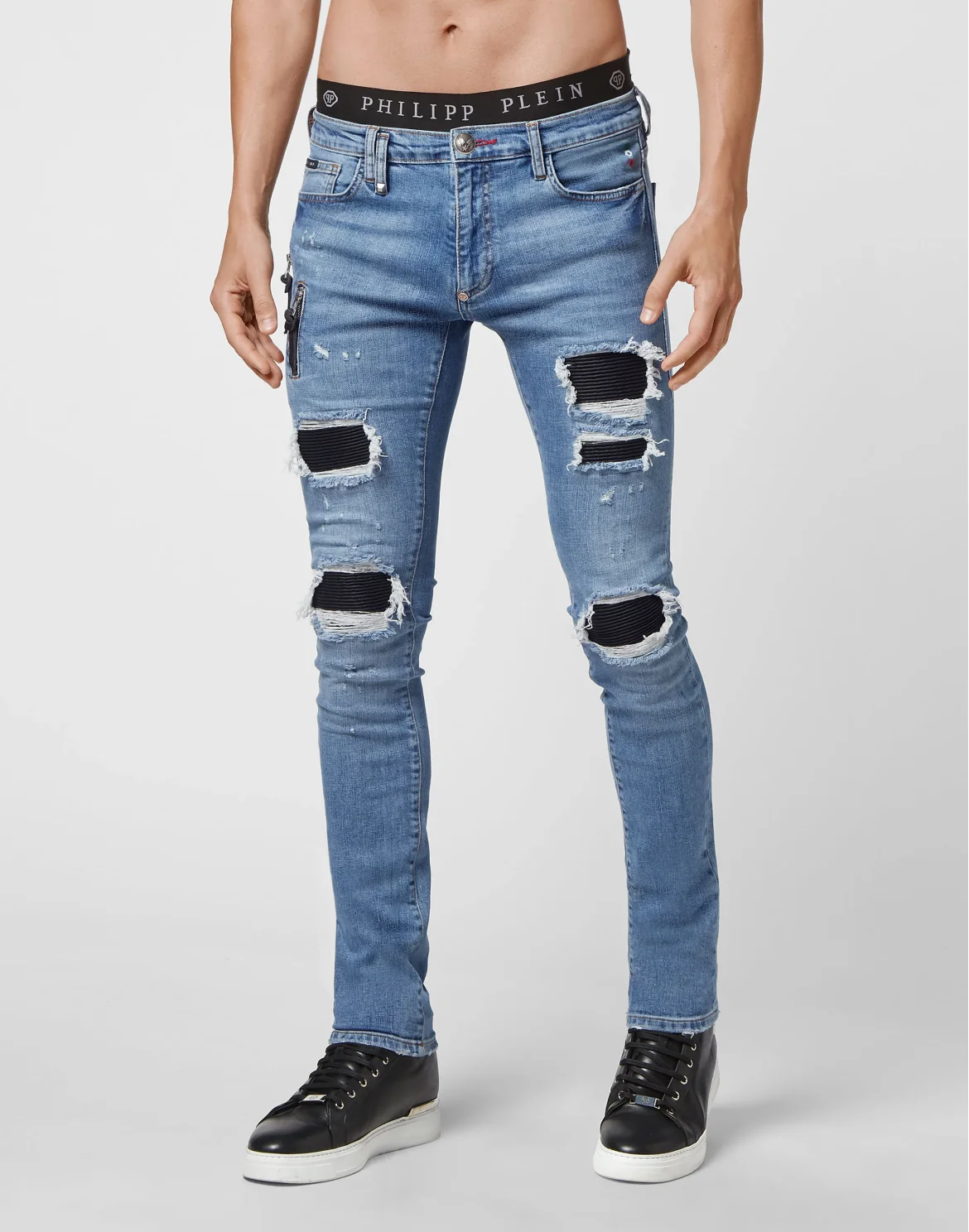 Denim Trousers Biker Destroyed, цвет: Синий