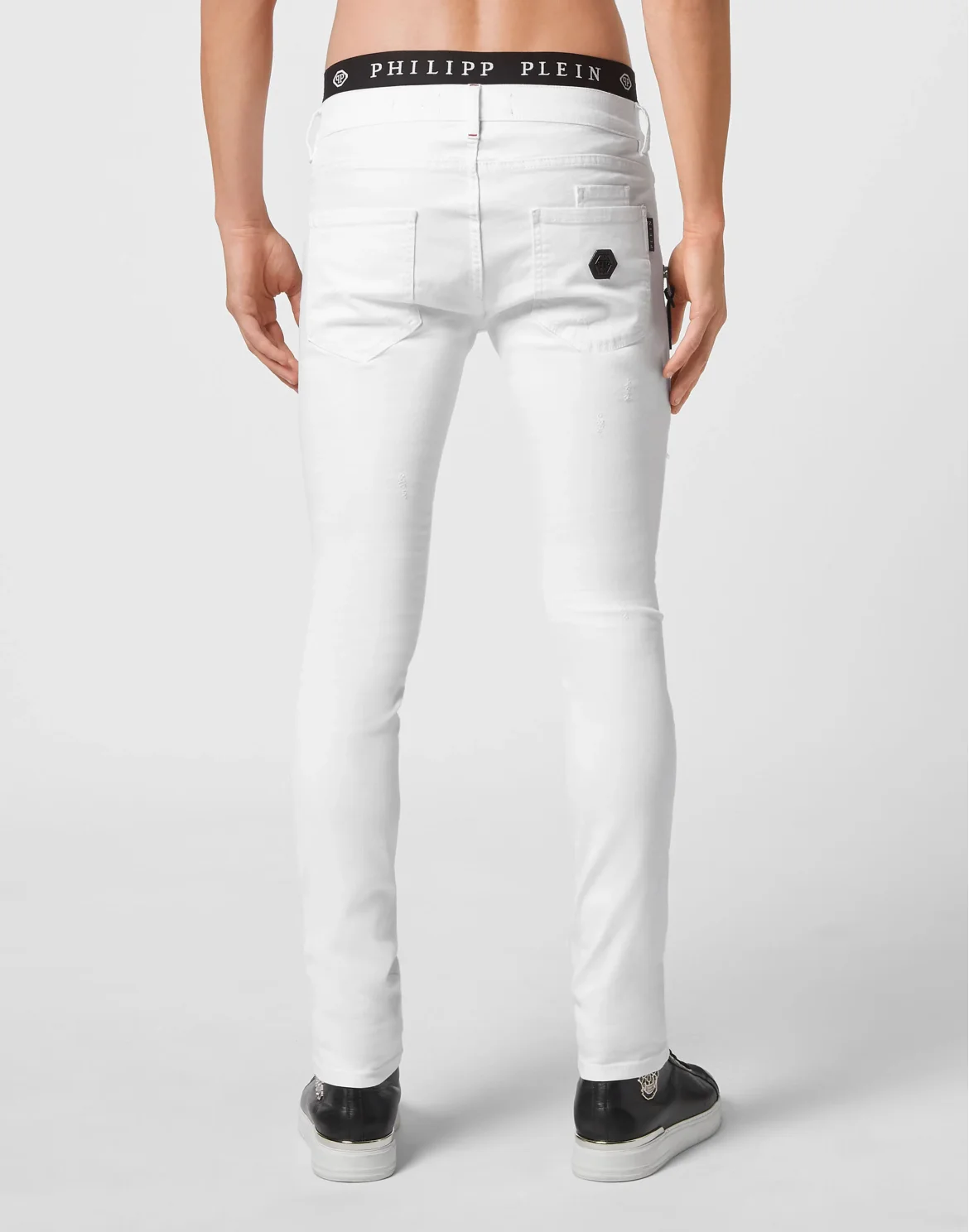 Denim Trousers Biker Destroyed, цвет: Белый