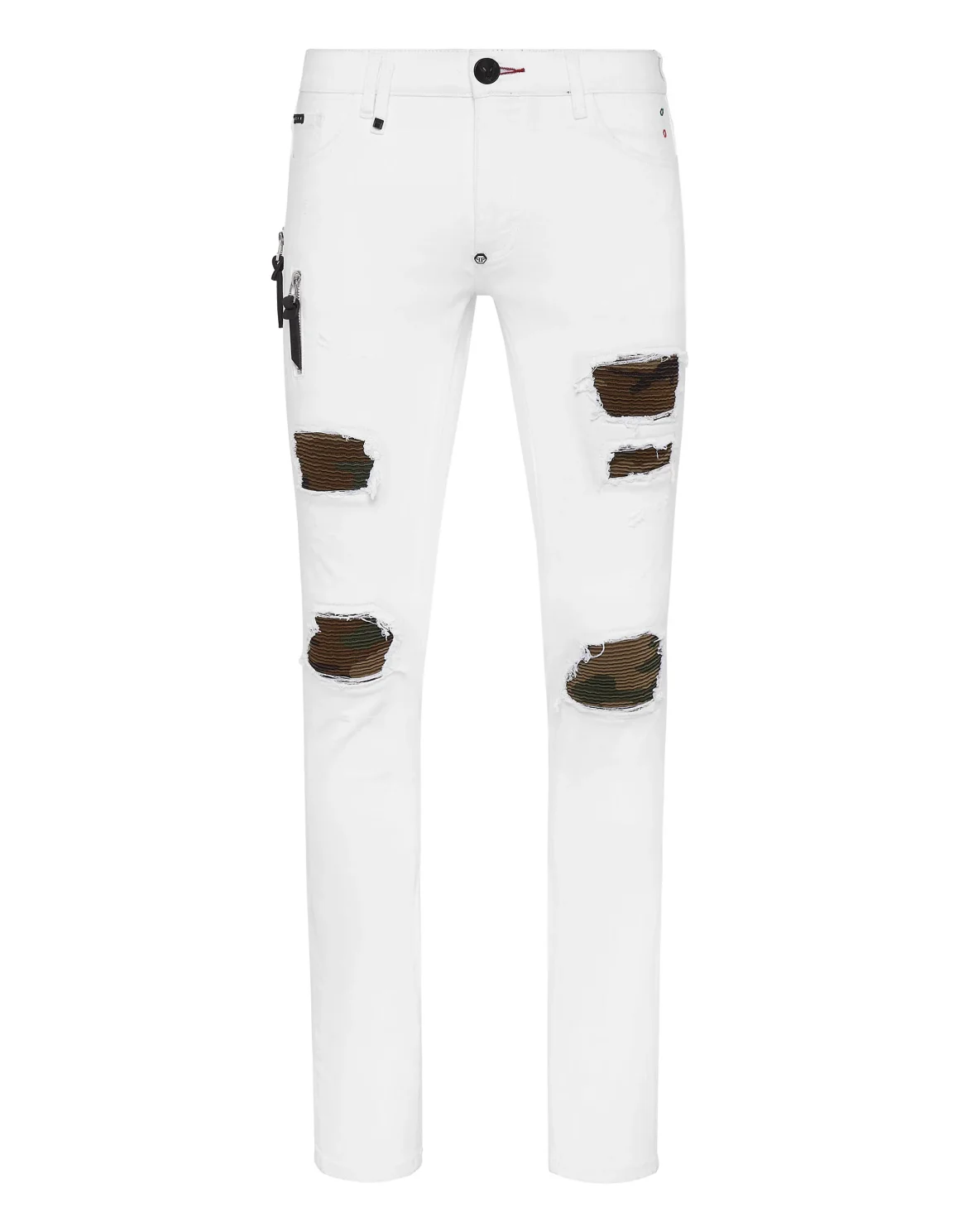 Denim Trousers Biker Destroyed, цвет: Белый