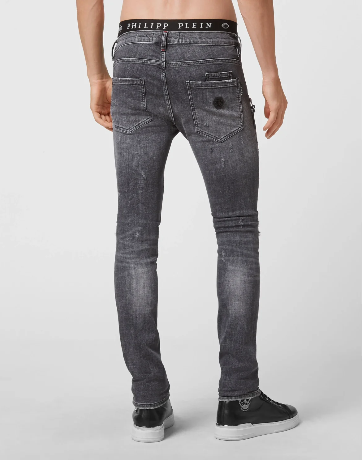 Denim Trousers Biker Destroyed, цвет: Серый
