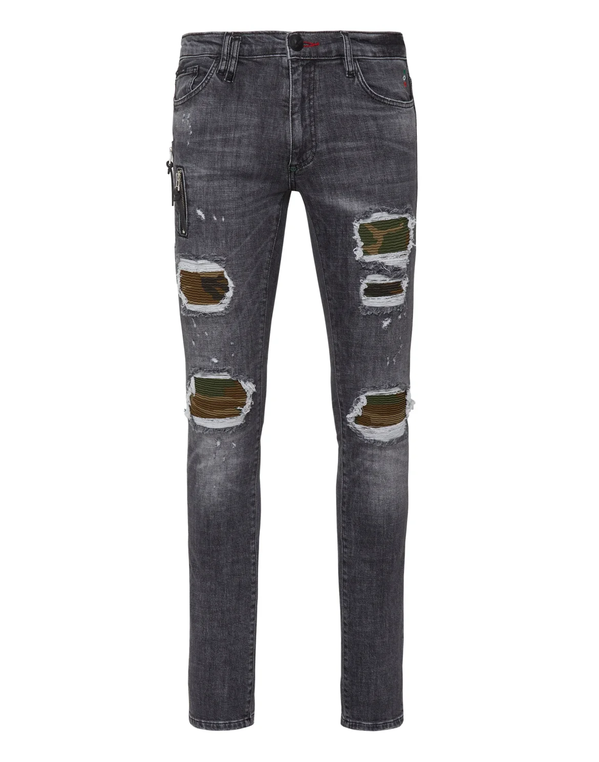 Denim Trousers Biker Destroyed, цвет: Серый