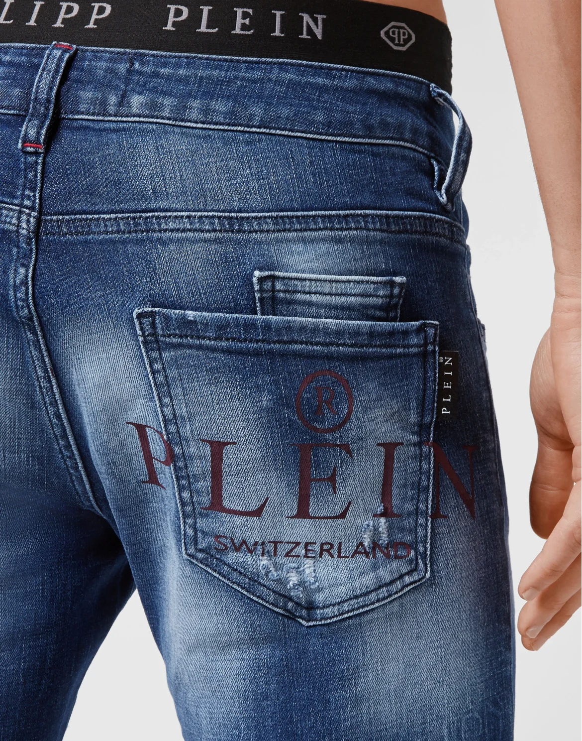 Denim Trousers  Straight Cut Supreme Destroyed Iconic Plein, цвет: Синий