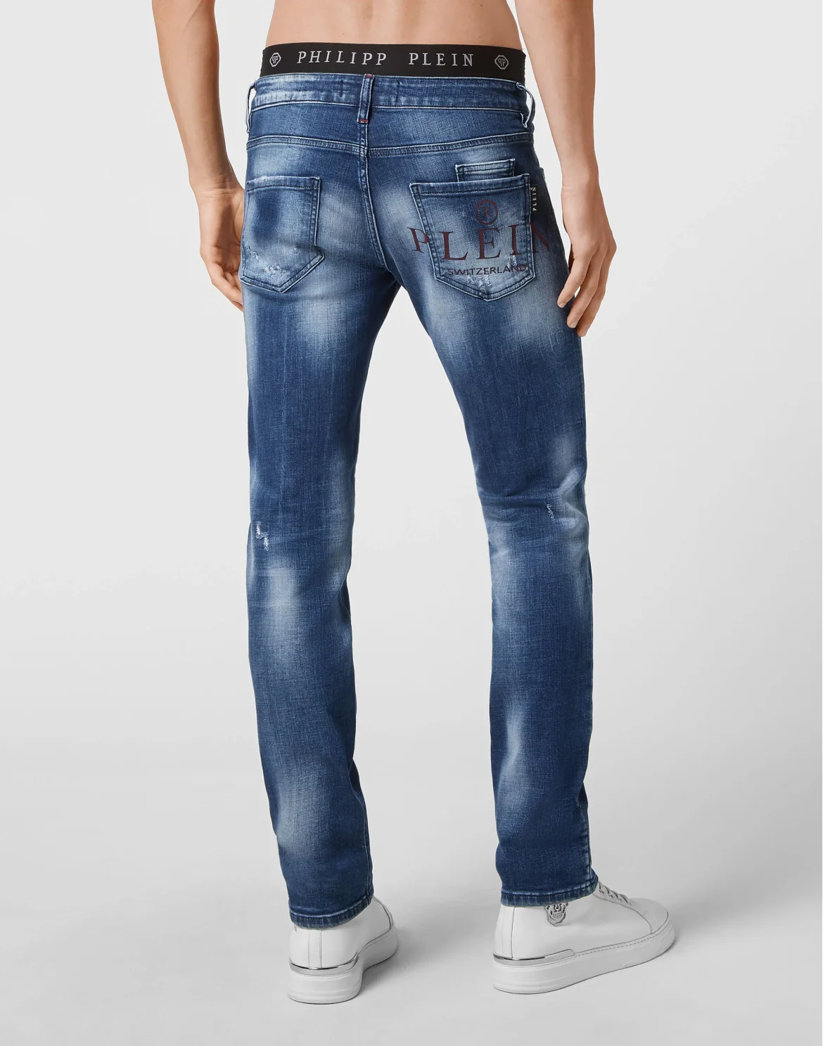 Denim Trousers  Straight Cut Supreme Destroyed Iconic Plein, цвет: Синий
